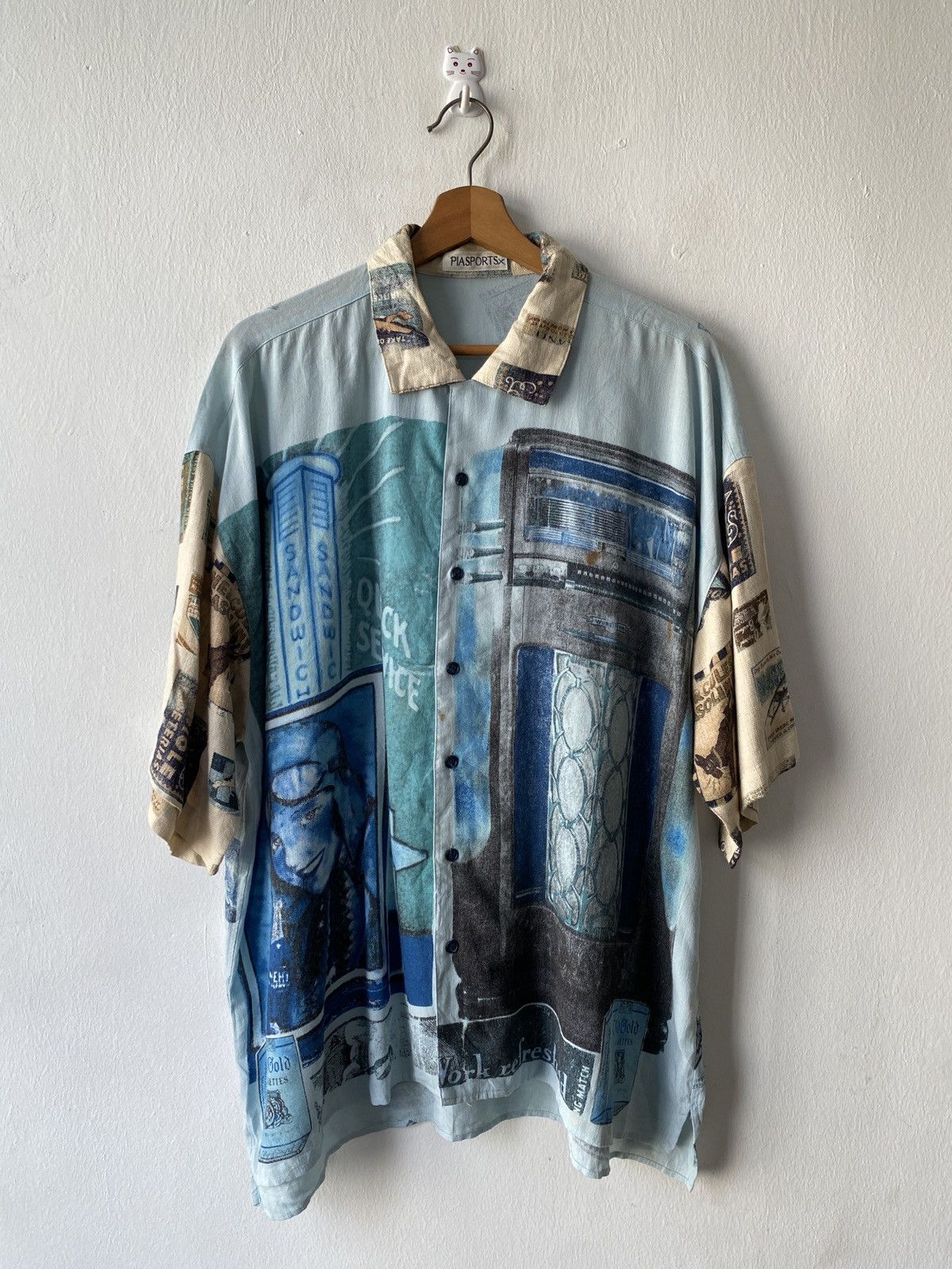 Japanese Brand × Vintage 1990s - Pia Sports Overprint Button Up Shirt Size US XL / EU 56 / 4 - 3 Thumbnail