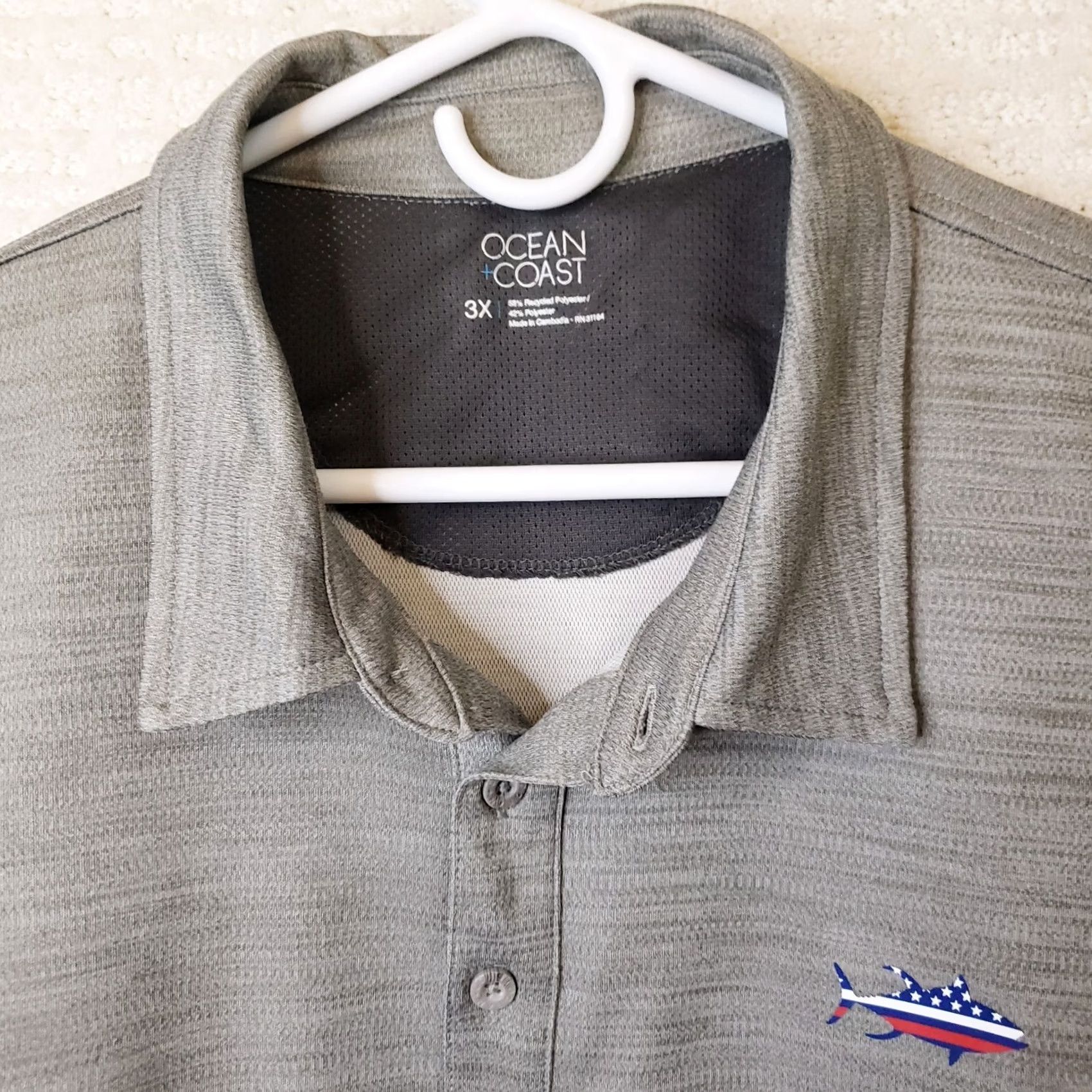 Vintage Ocean & Coast Polo Men's 3XL Gray Short Sleeve Shirt Fish Logo Size US XXL / EU 58 / 5 - 5 Thumbnail