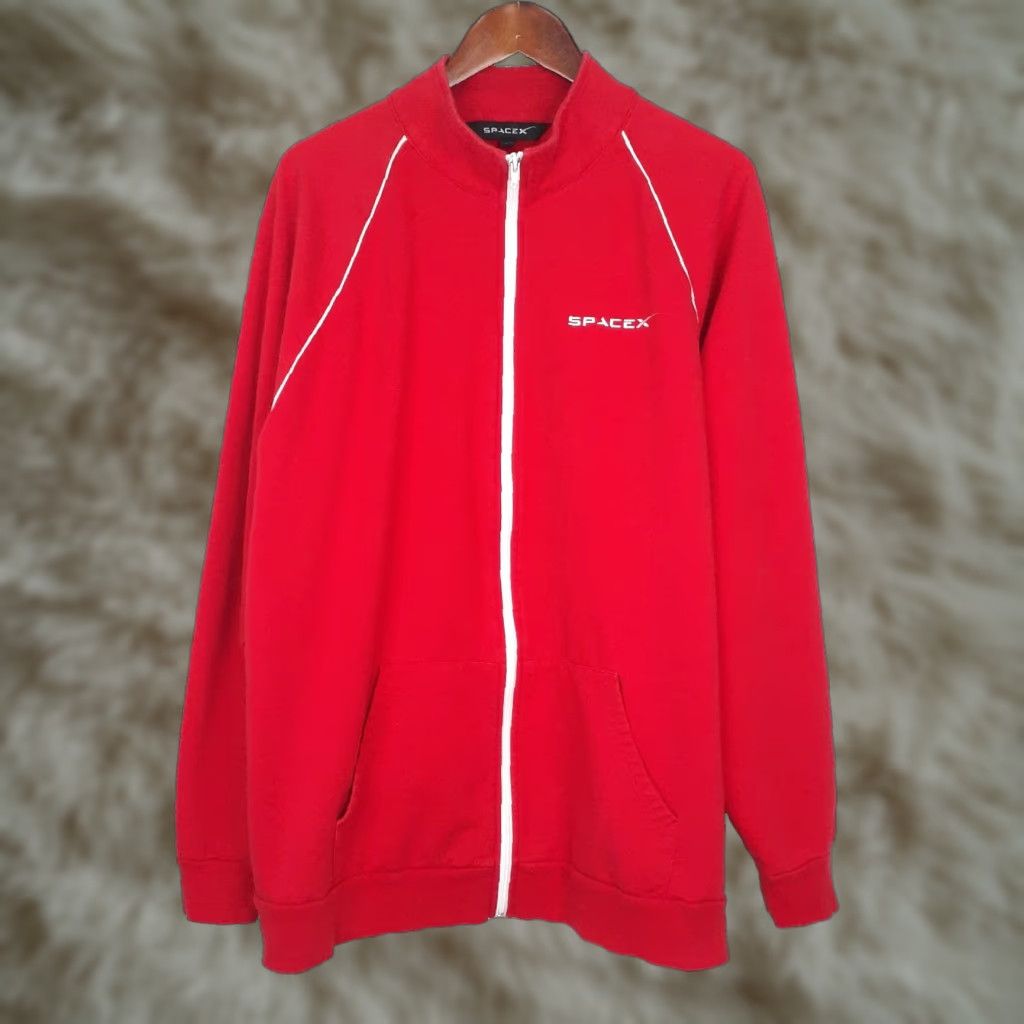 Vintage SpaceX Full Zip Sweatshirt Unisex Adults 2XL Red Mock Neck Pockets Long Sleeve Cotton Sweatshirt 2XL True to Size Size US XXL / EU 58 / 5 - 1 Thumbnail