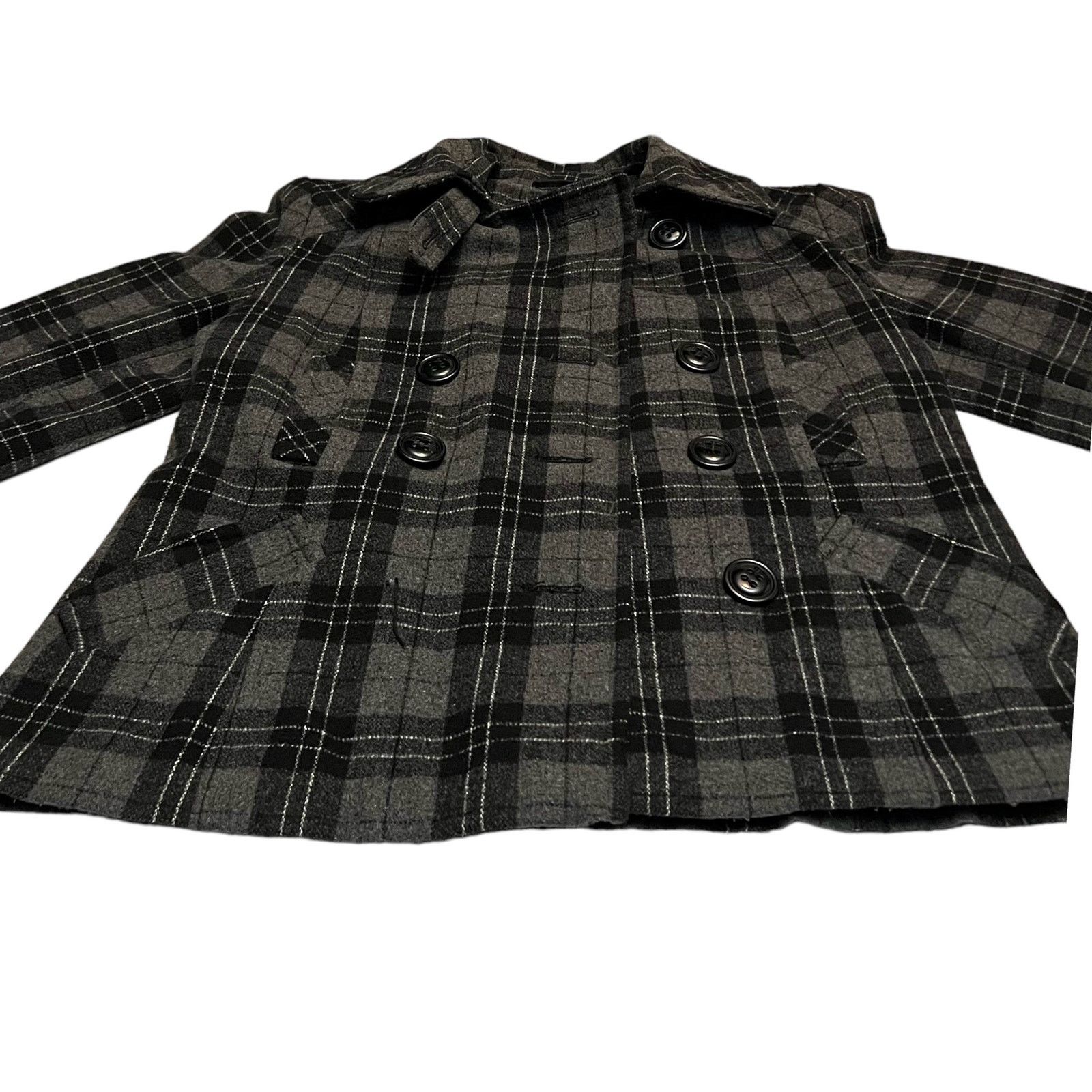 Other Giacca Women Plaid Wool Blend Peacoat Jacket Large Gray Coat Size L / US 10 / IT 46 - 7 Thumbnail