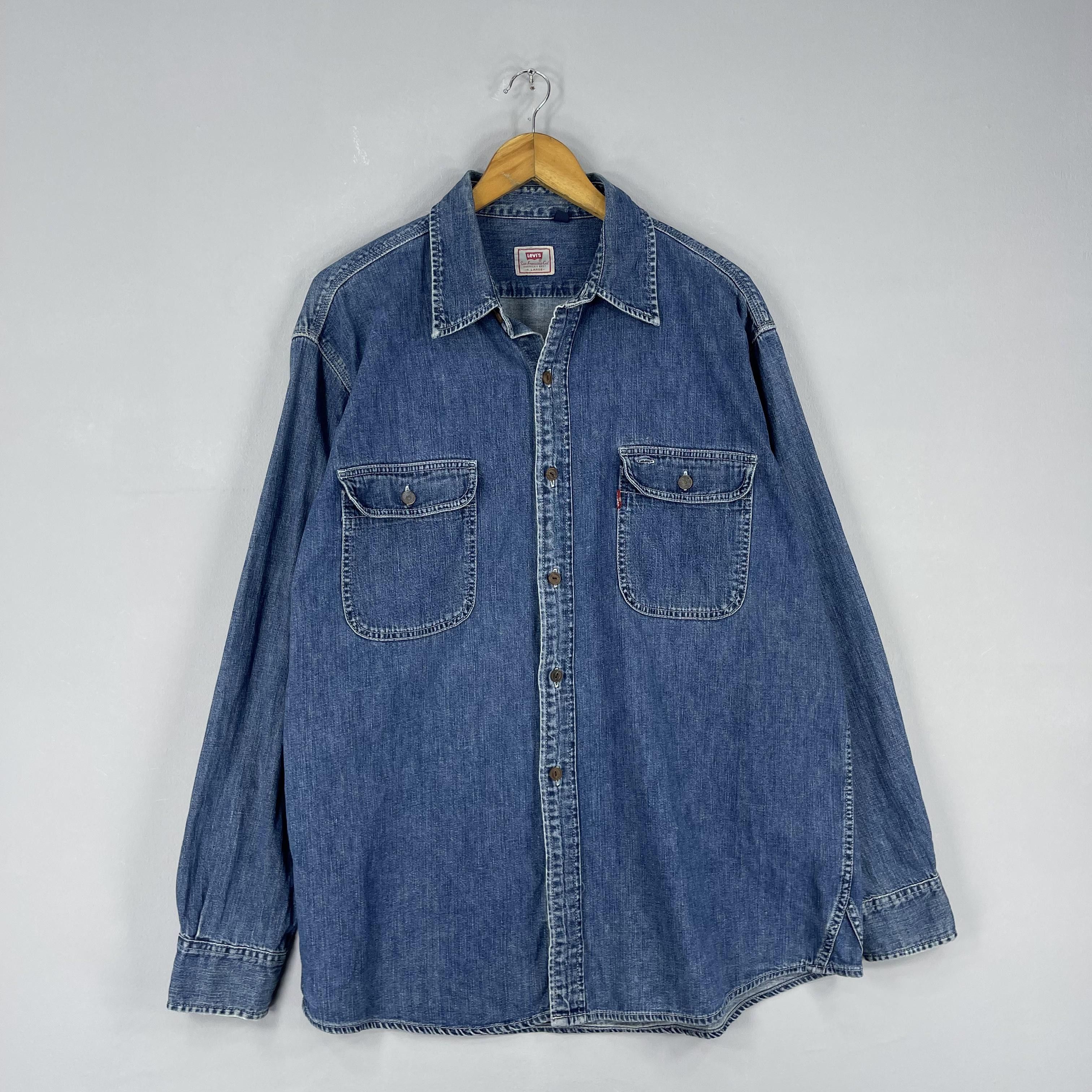 Levi's Vintage 90s LEVIS Denim Workers Double Pocket Shirt Size US XL / EU 56 / 4 - 3 Thumbnail
