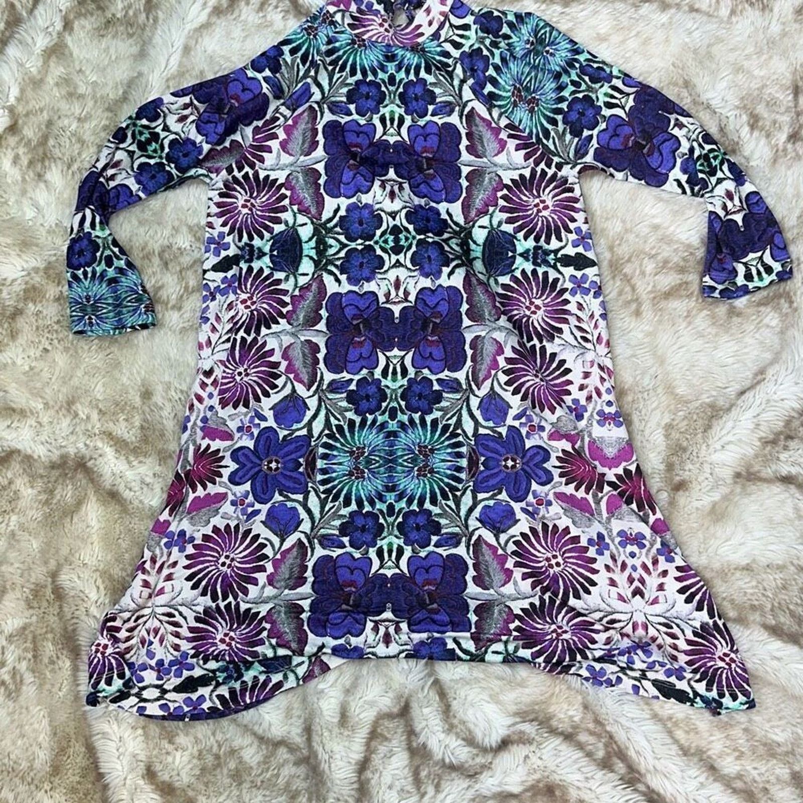 Free People Free People Floral High Neck Turtleneck Mini Dress | Sz XS Size XS / US 0-2 / IT 36-38 - 2 Thumbnail