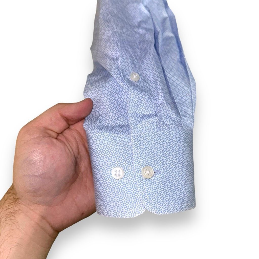 David Donahue David Donahue Light Blue Flower Print Dress Shirt 17.5 32/33 Size US XL / EU 56 / 4 - 5 Thumbnail