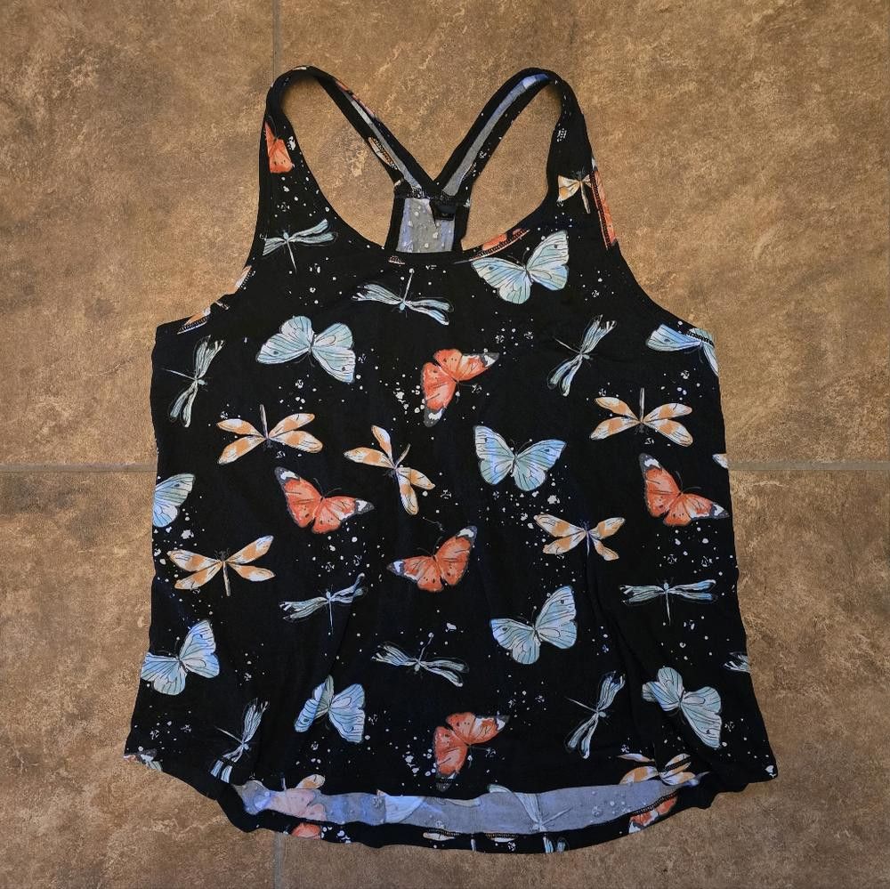 Designer Black Butterfly Kensie Racerback Tank Size L / US 10 / IT 46 - 1 Thumbnail