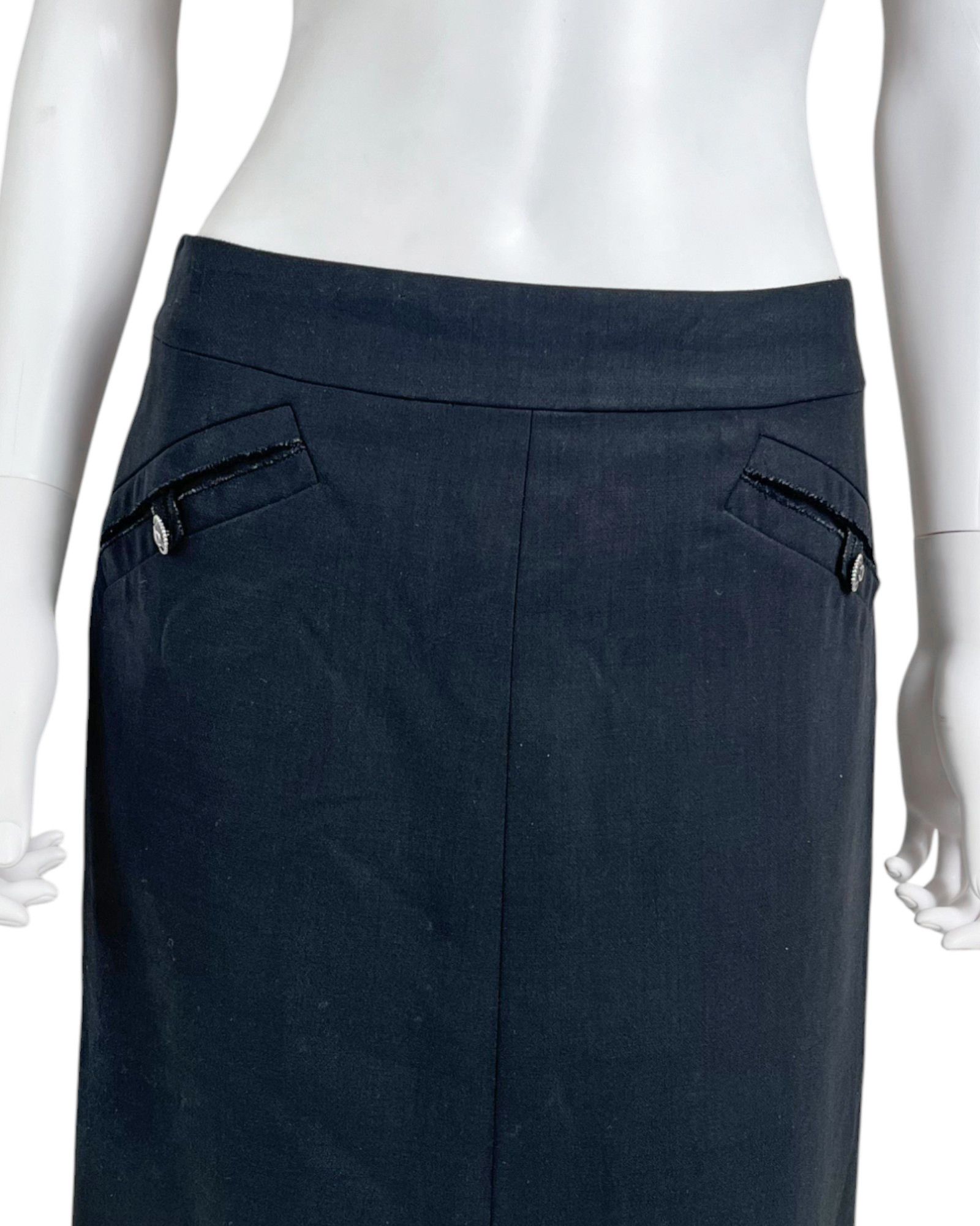 Chanel by Karl Lagerfield S/S 2003 Black Midi Skirt Size 27" / US 4 / IT 40 - 7 Thumbnail