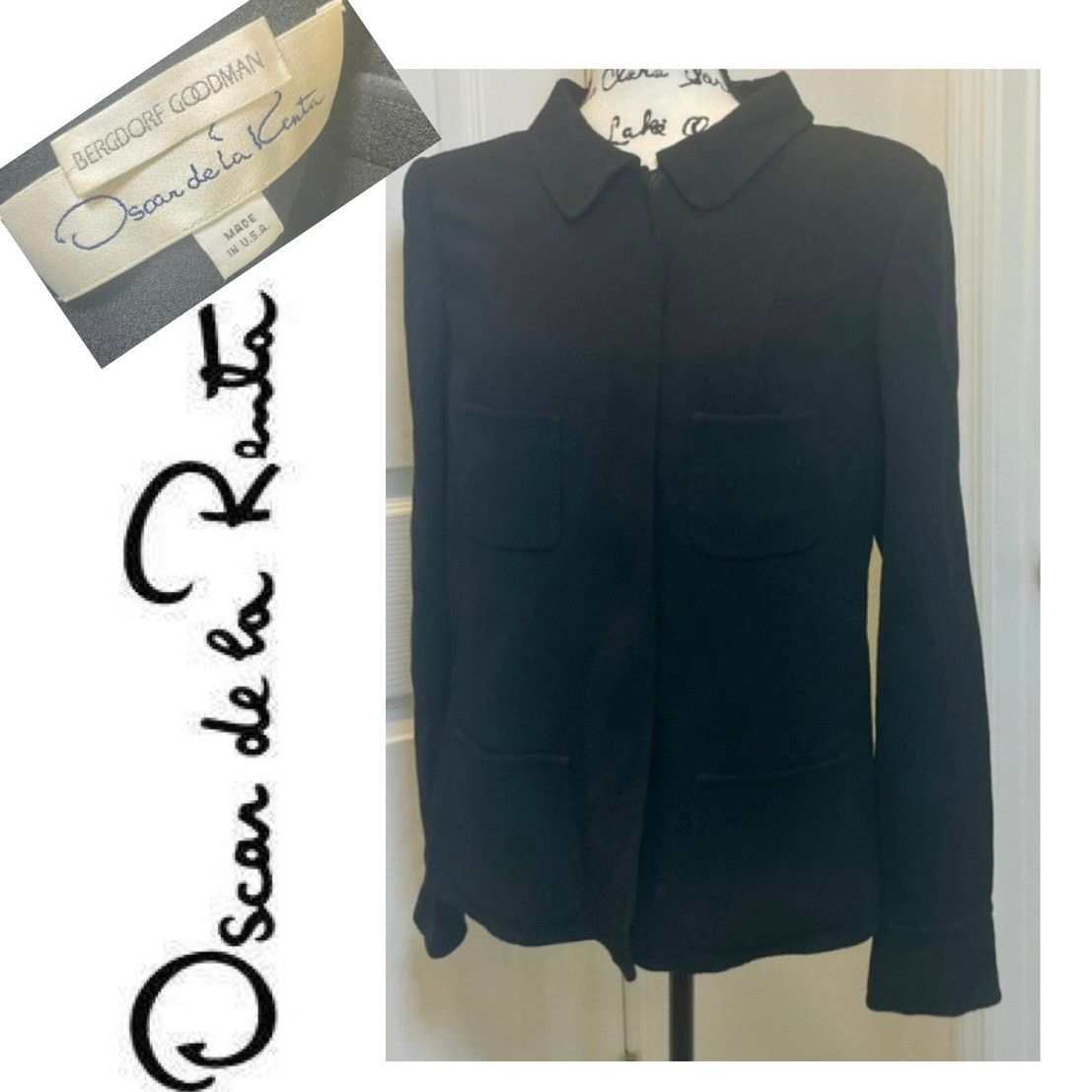 Oscar De La Renta 90’s OSCAR DE LA RENTA BLAZER SILK ZIP UP BLACK SZ 12 GOTH Size XL / US 12-14 / IT 48-50 - 1 Thumbnail