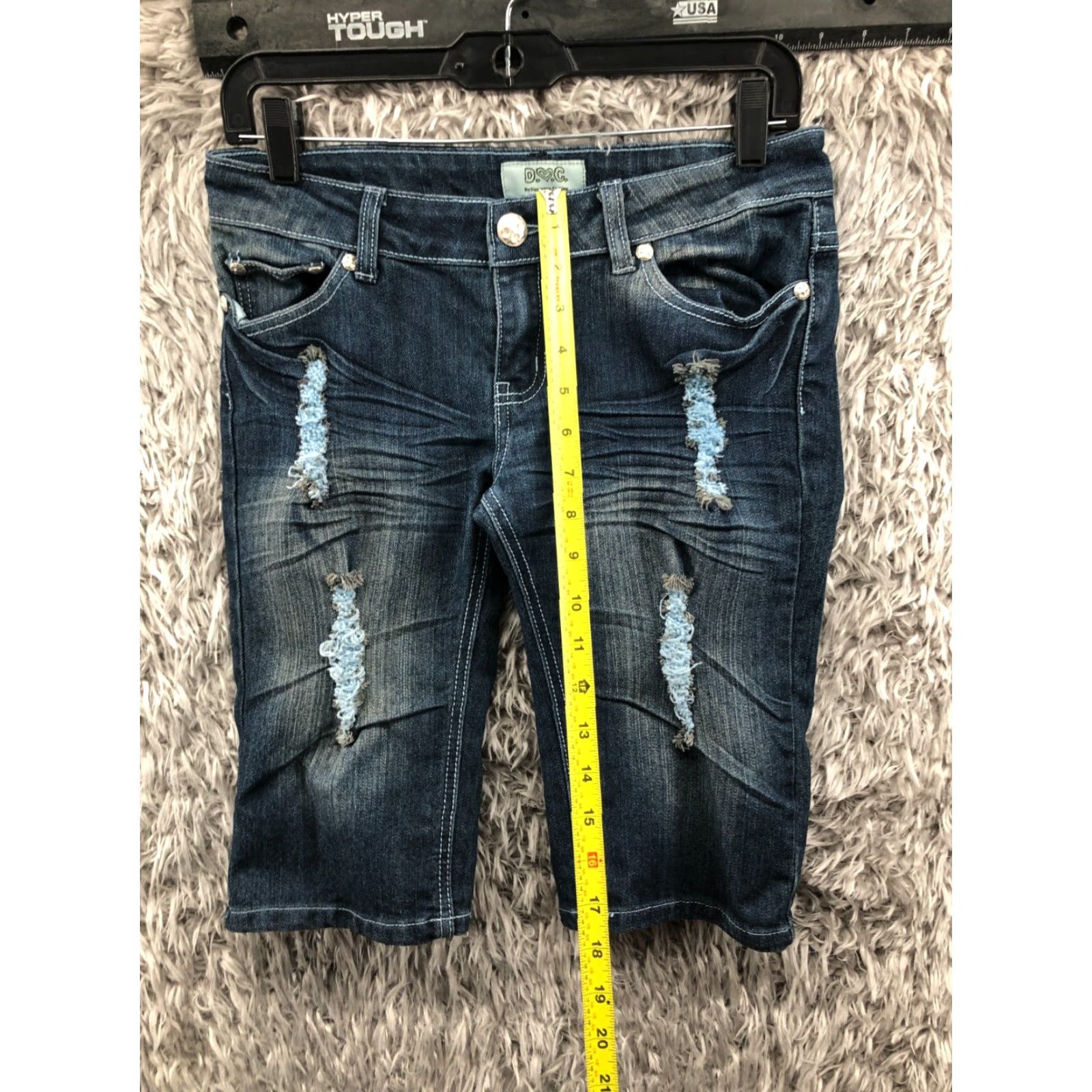 Denime Discovery Clothing Bermuda Shorts Junior Size 7 Mid Rise Dark Blue Denim Jean Size 28" / US 6 / IT 42 - 3 Thumbnail