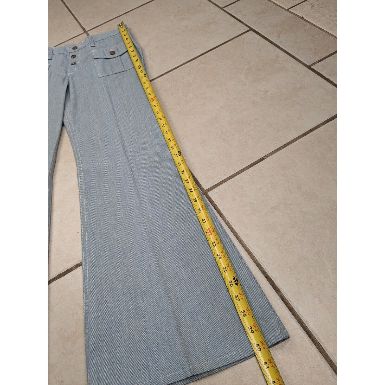 Wrangler Vtg 70s Wrangler Bell Bottom Flare Jeans Juniors 13 Blue USA Size 32" / US 10 / IT 46 - 11 Thumbnail