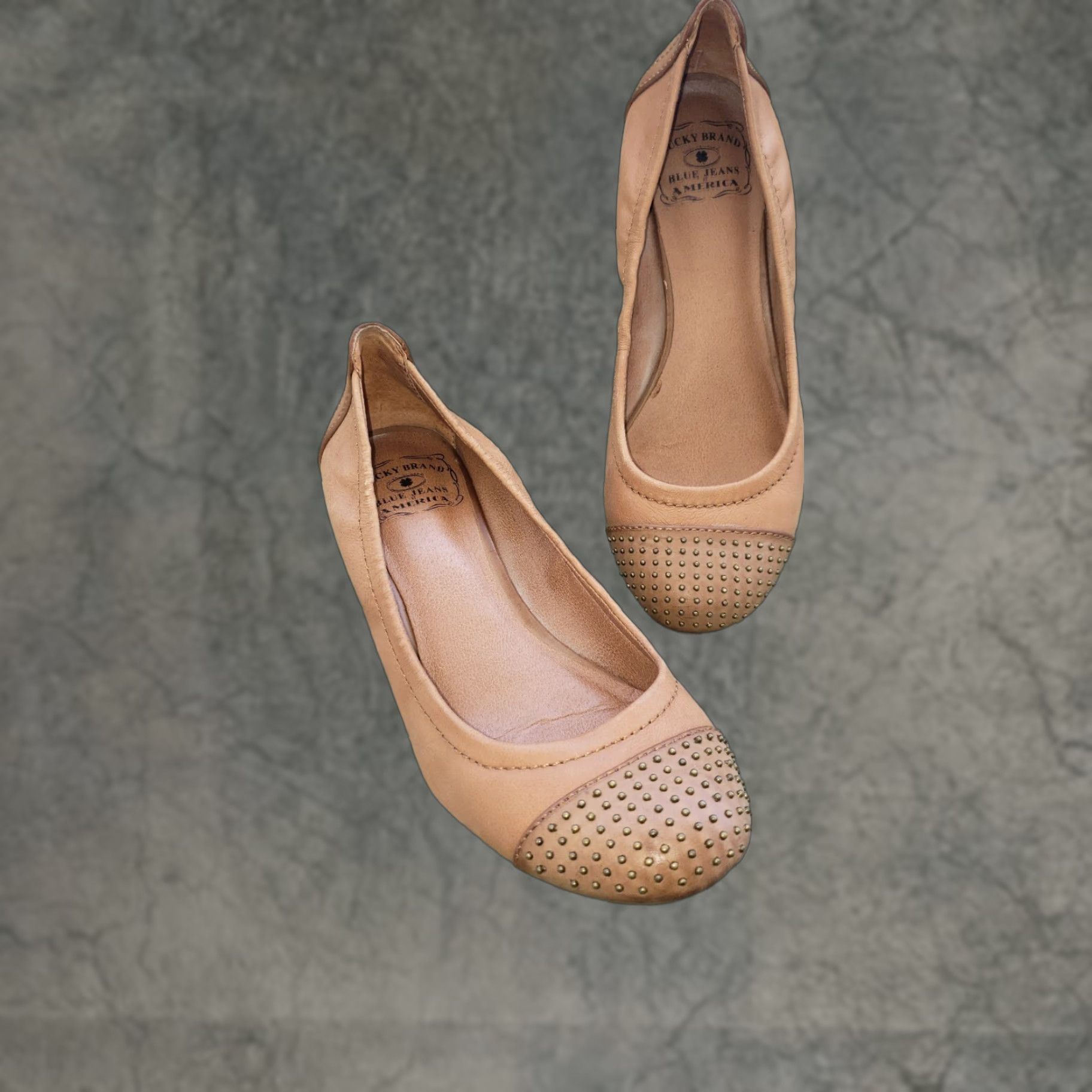 Lucky Brand Lucky Brand Women's Wedge Size 6M Brown Cap Toe Studded Slip On Pump Heel 1 1/4" Brown Womens Shoes Size ONE SIZE - 1 Thumbnail