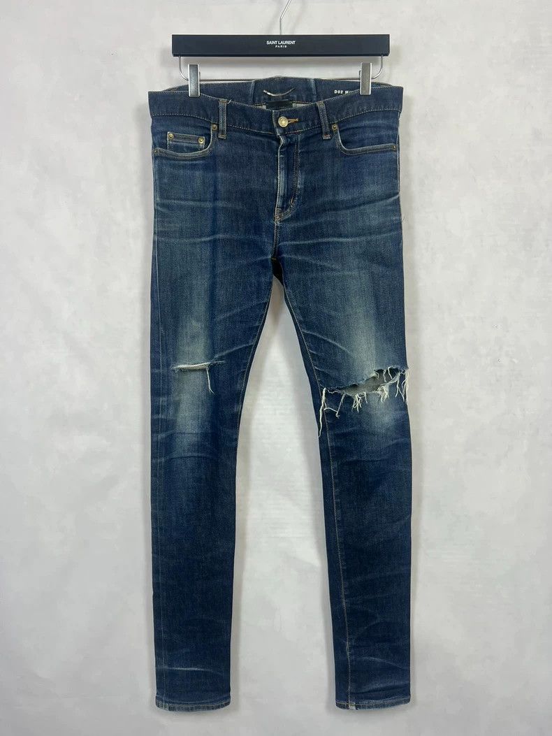 Saint Laurent Paris Saint Laurent Blue Distressed Denim Jeans Size US 31 - 1 Thumbnail