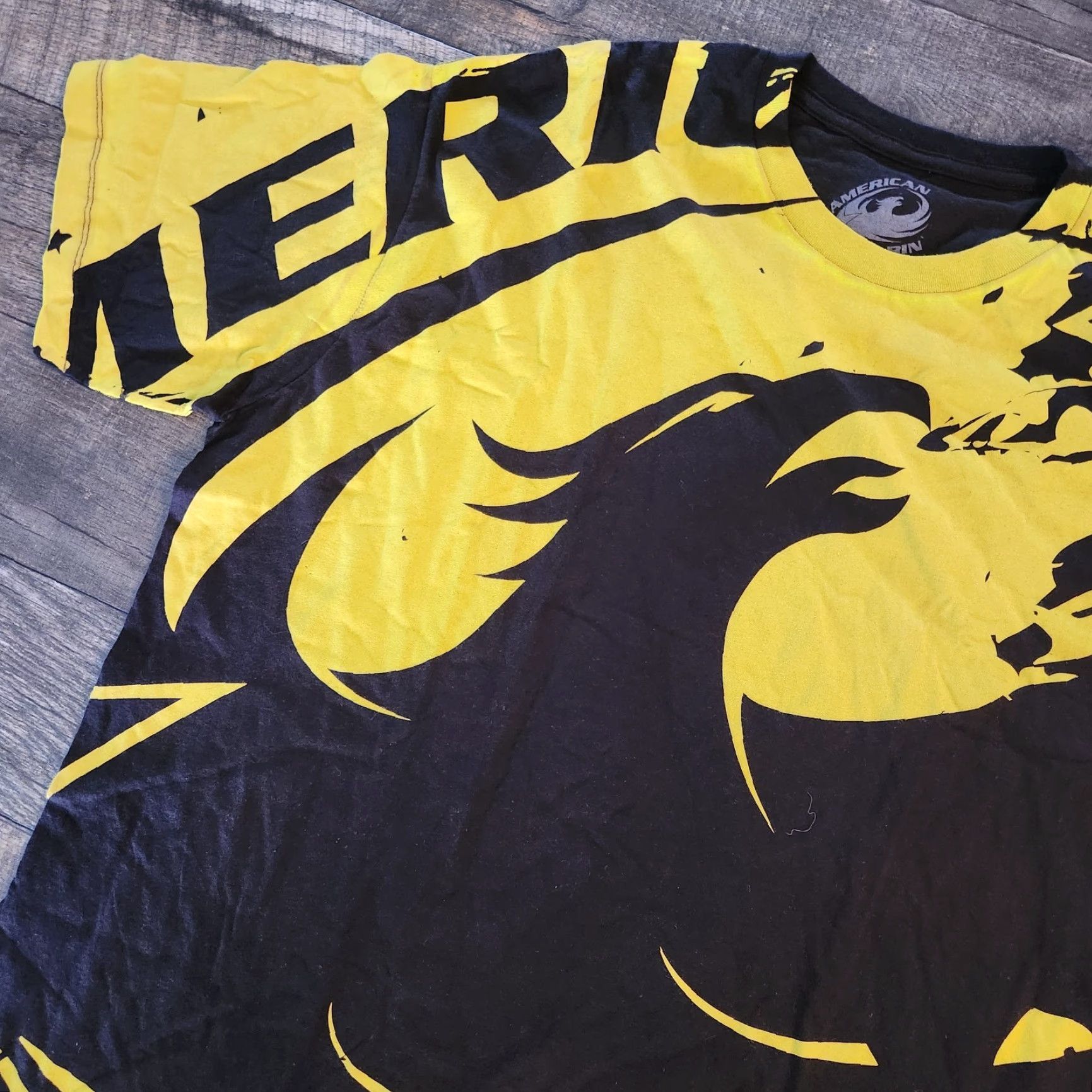 J Brand VINTAGE not - actual title provided; cannot assume vintage. Crazy AOP Phynix Graphic Rugby Brand T Shirt Tee Mens 2XL Black Yellow Awmercan Size US XXL / EU 58 / 5 - 2 Thumbnail