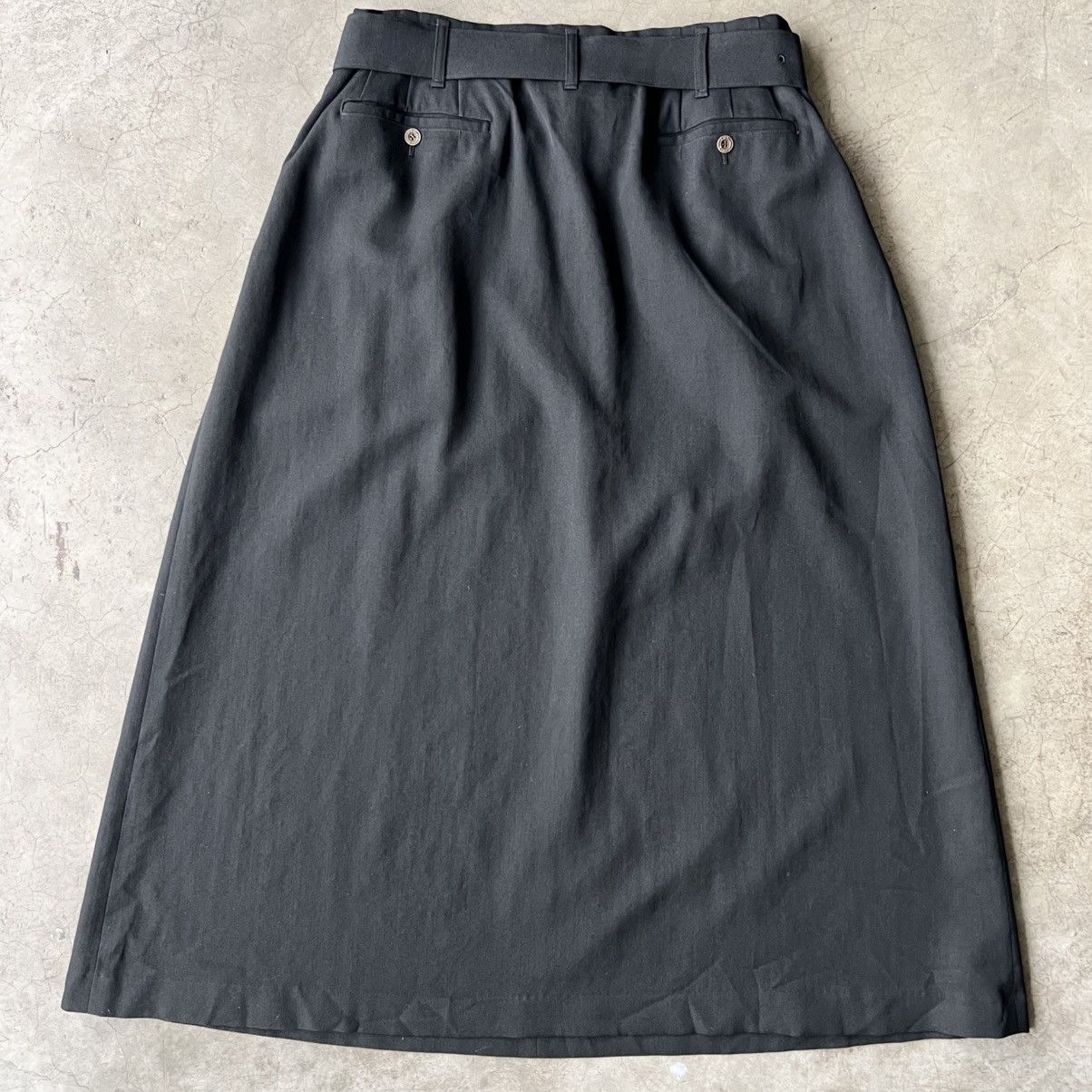 Yohji Yamamoto Y’s - Yohji Yamamoto - Belted Wool Maxi Skirt Size 28" / US 6 / IT 42 - 6 Thumbnail