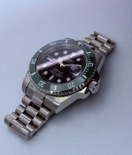 Japanese Brand Seiko Mod Submariner Date Starbucks Green Black Steel Watch Size ONE SIZE - 6 Thumbnail