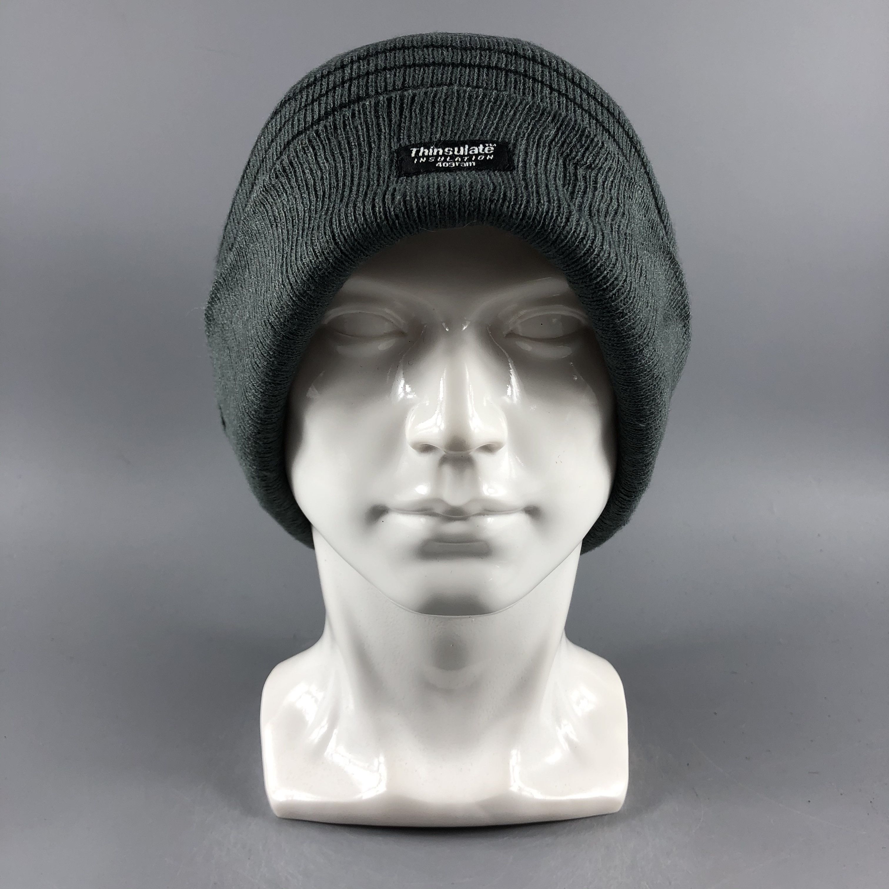 image of Thinsulate Stripe Beanie Snow Hat Snow Cap -D439 in Black/Grey, Men's