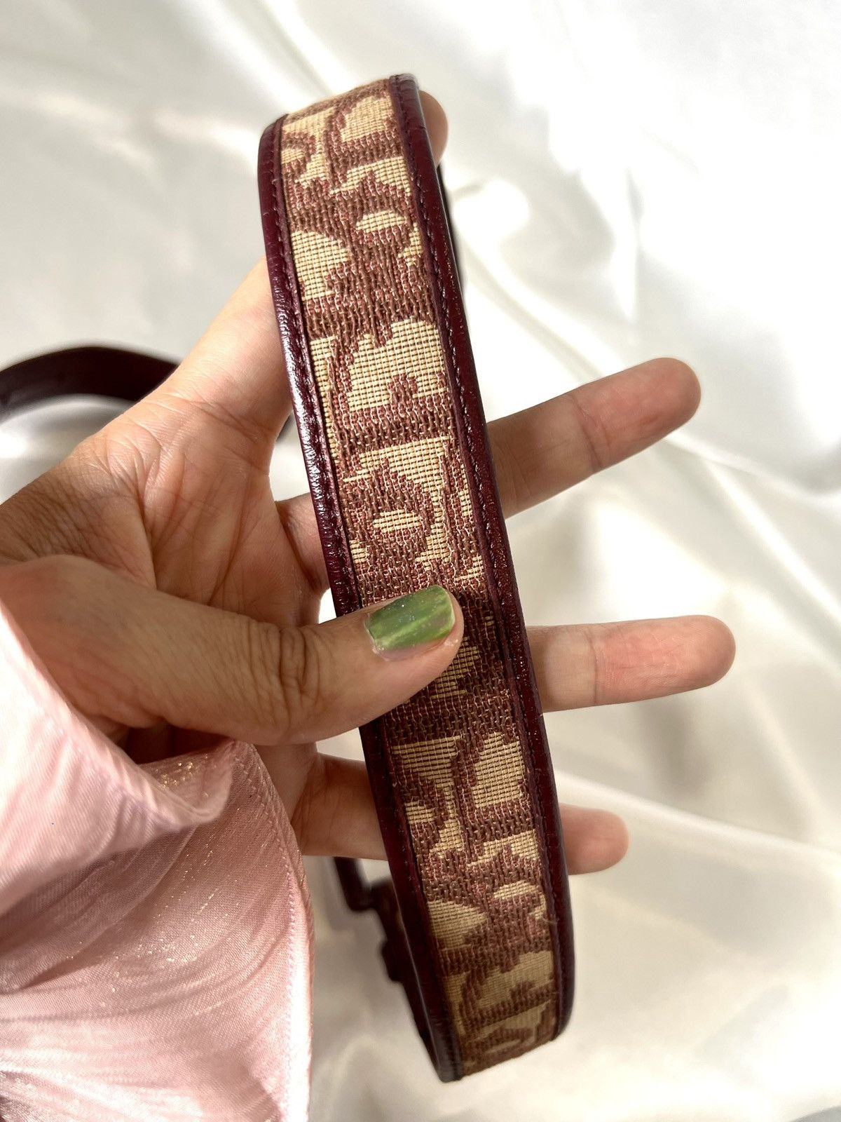Dior Dior Leather Belt – Burgundy/Beige Monogram Size ONE SIZE - 3 Thumbnail