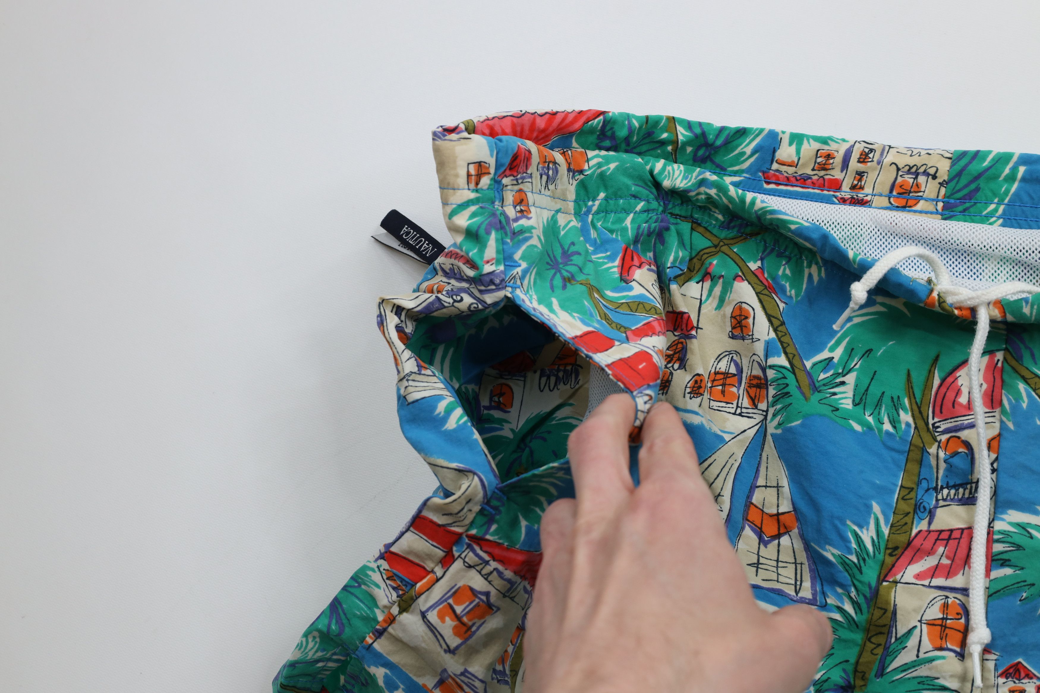 Nautica × Vintage Vintage 90s Nautica All Over Print Lined Shorts Trunks Size US 38 / EU 54 - 5 Thumbnail