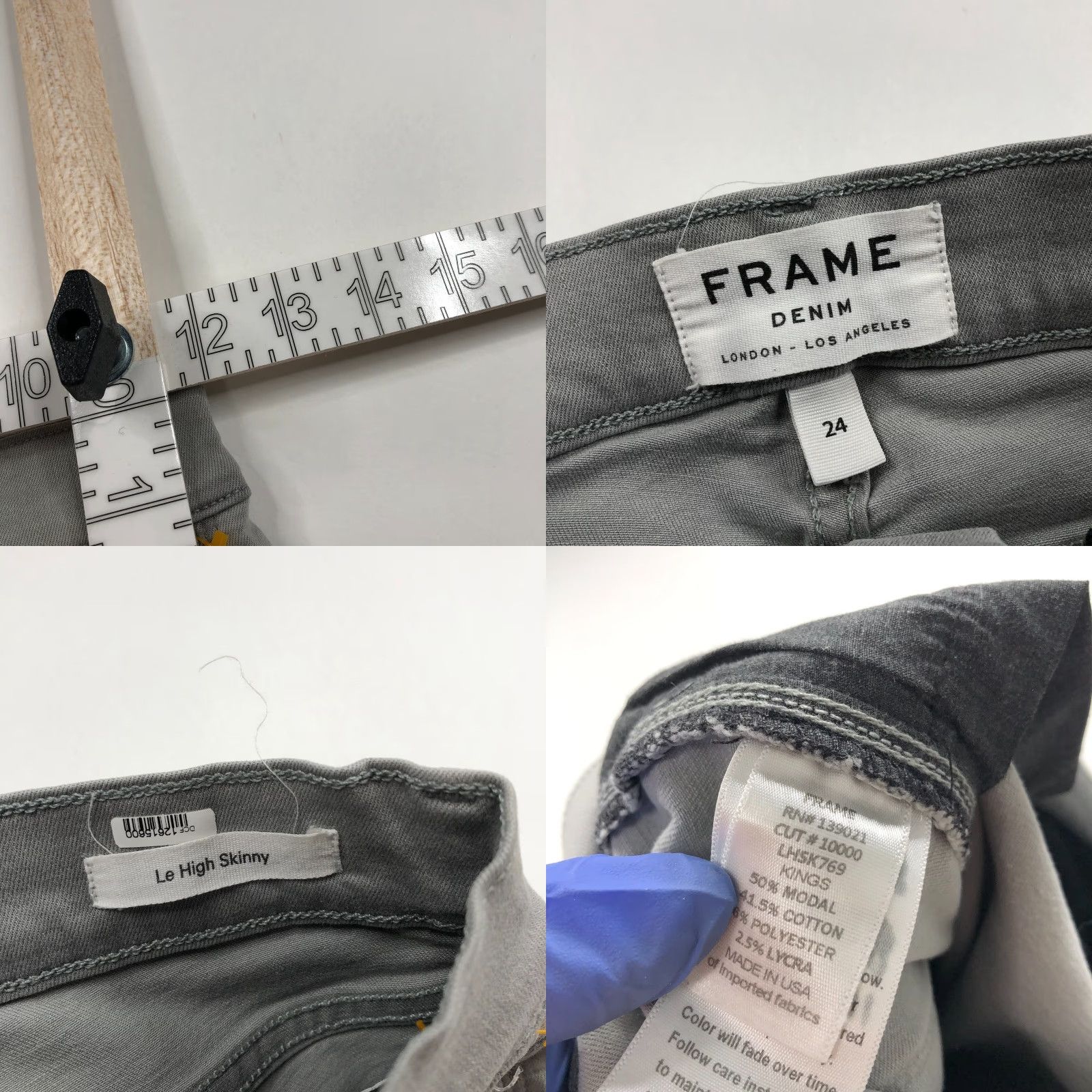 Frame FRAME Le High Skinny 24 Denim Jeans Gray, 26 Inseam, Mid Rise, 5-Pocket, Button, Zip, Slim Stretch, 24W/26L, Womens Jeans Size 42" / US 20 - 9 Thumbnail