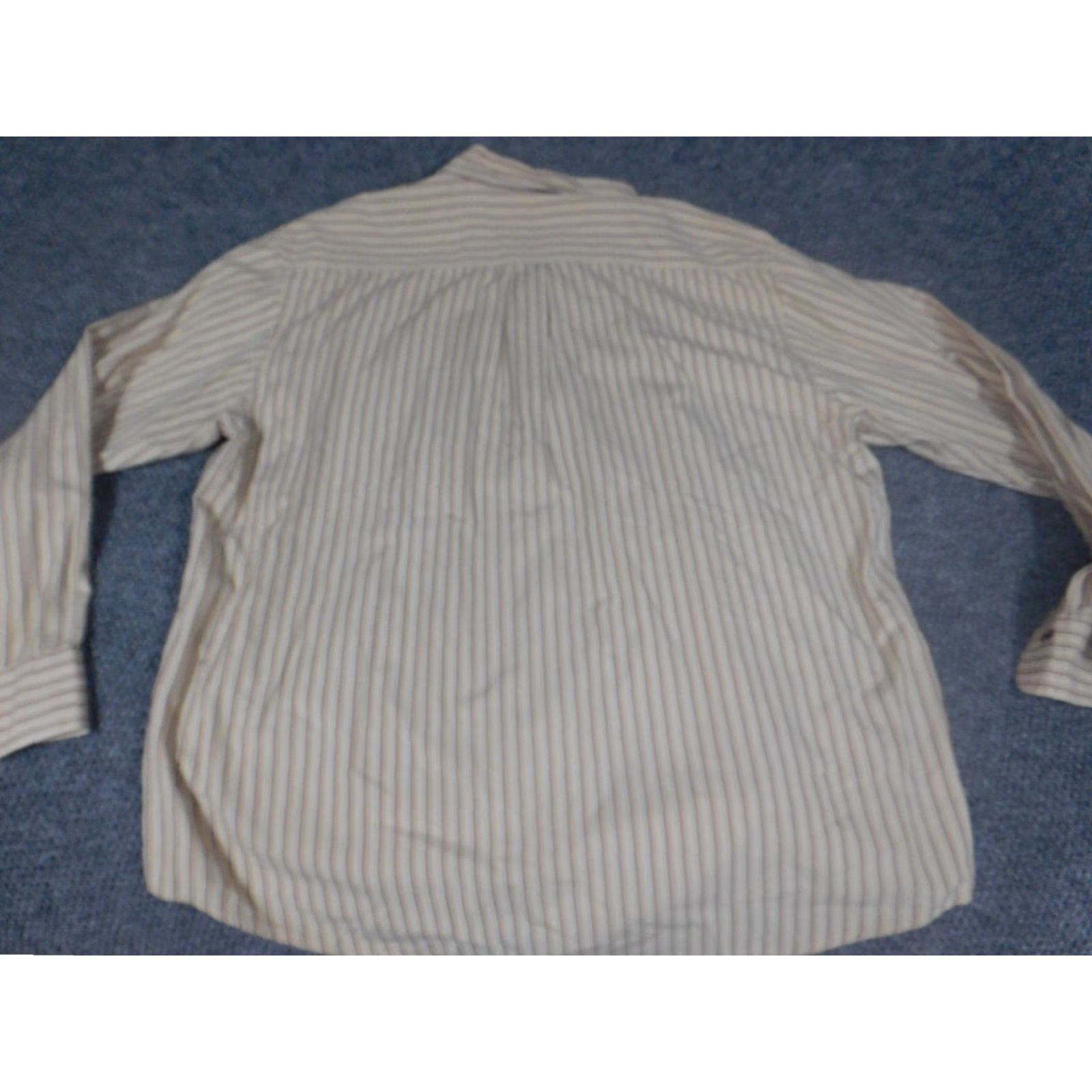Izod Izod Shirt XL Beige Striped Button-Down Long Sleeve Cotton Knit Button-Up Mens Regular Sports Size US XL / EU 56 / 4 - 6 Thumbnail