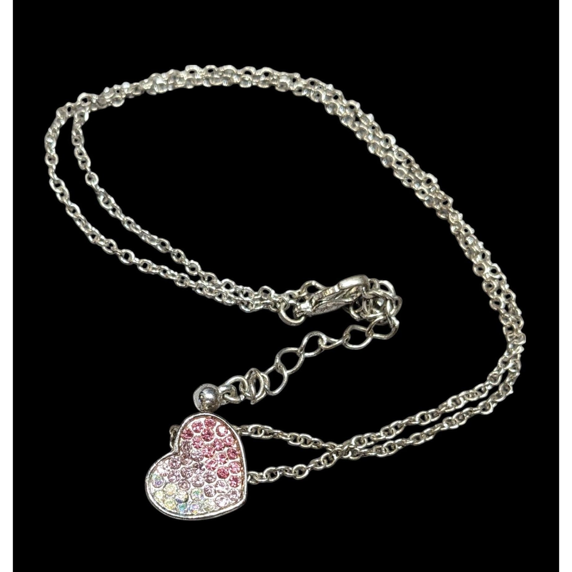 Other Coquette Heart Pendant Necklace With Pink And White Rhinesto Size ONE SIZE - 1 Thumbnail
