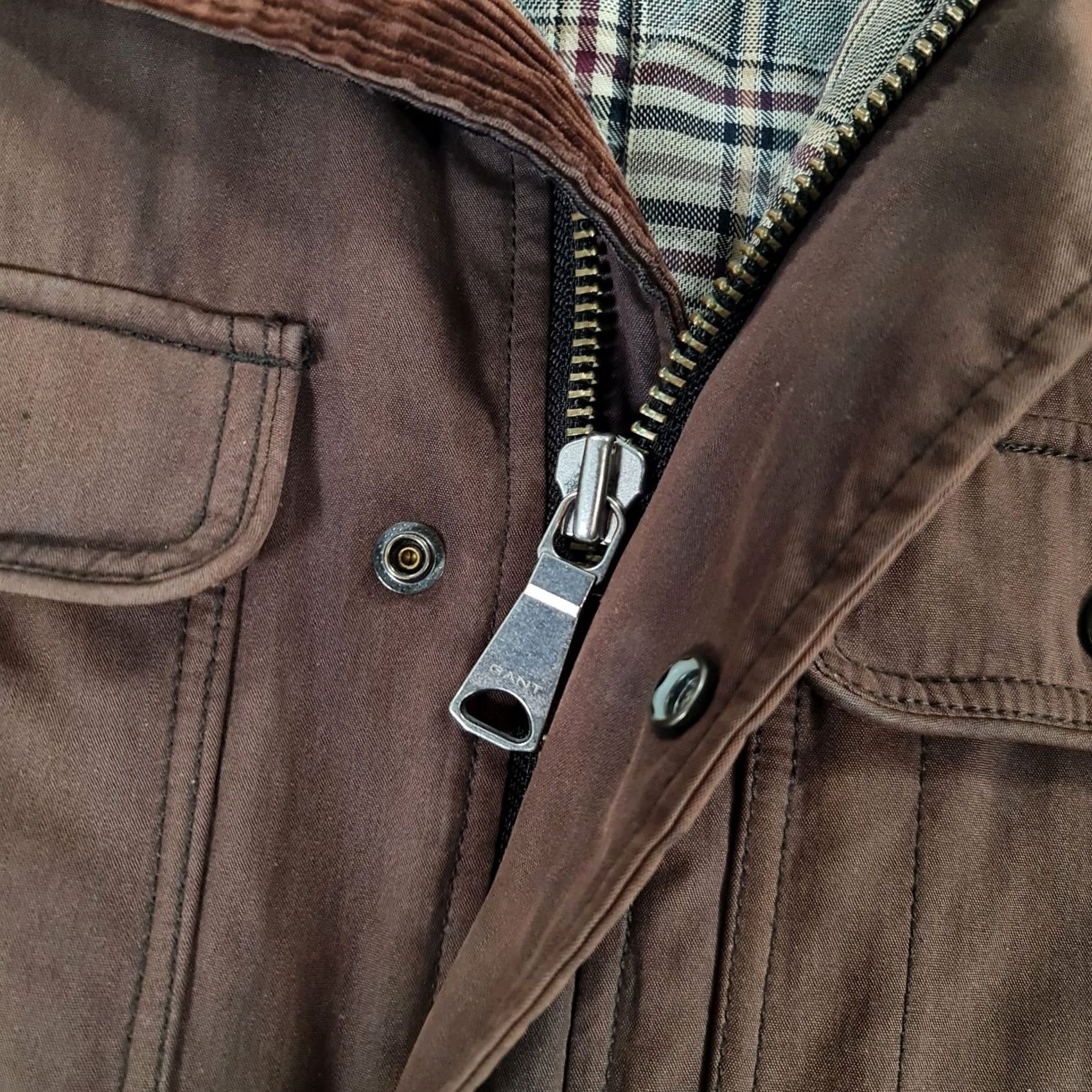 Gant GANT Mens Jacket Brown Small Full Zip Country The Moore Wax Cotton Jacket Size US S / EU 44-46 / 1 - 4 Thumbnail