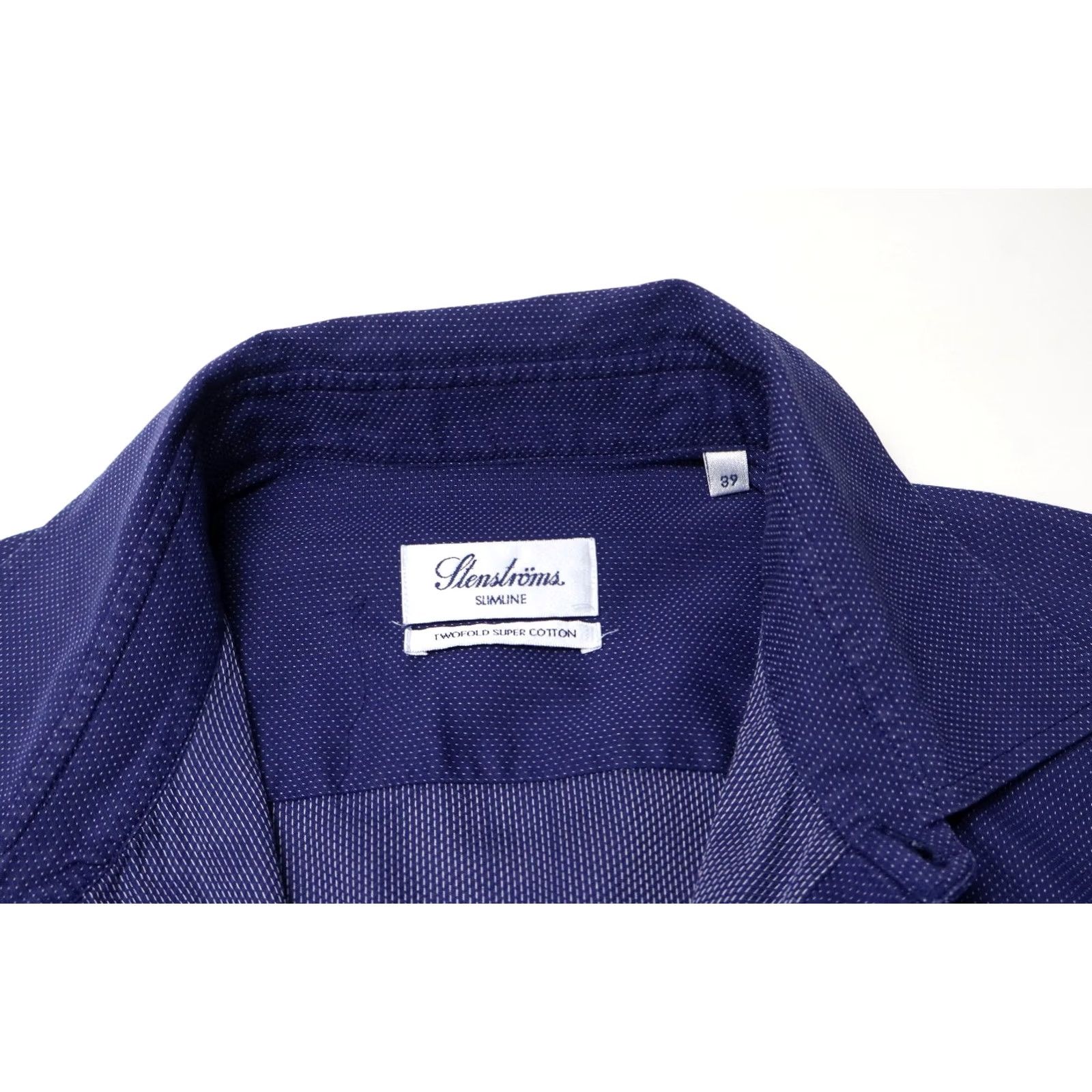 Vintage STENSTROMS Shirt Men's Twoford Super Cotton Slimline Collared Patterned Blue 39 Size US L / EU 52-54 / 3 - 7 Thumbnail