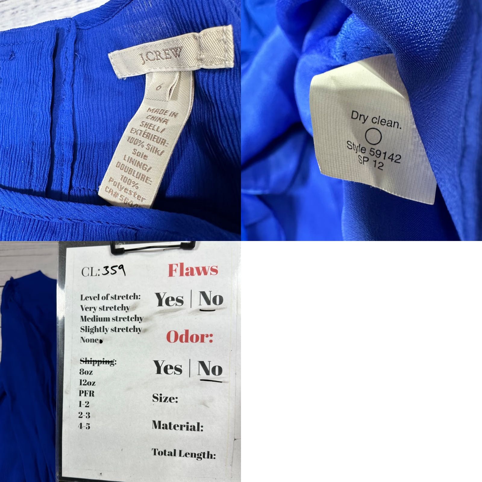 J.Crew J.CREW Womens Silk Long Sleeve Top Sz 6 Blue Blouse Sheer Lined Back Button Back Size M / US 6-8 / IT 42-44 - 8 Thumbnail