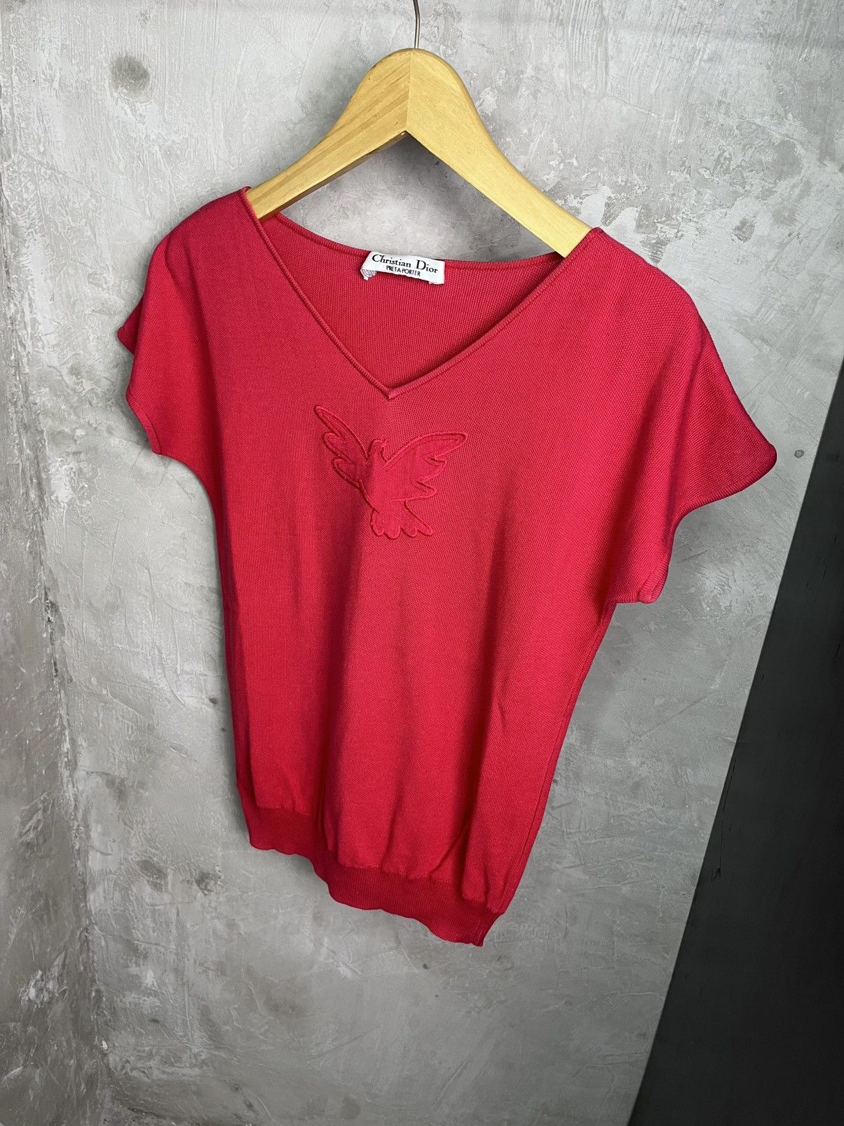 Dior Christian Dior Prêt à Porter Embroidered Dove Knit Top 1980s Size M / US 6-8 / IT 42-44 - 2 Thumbnail