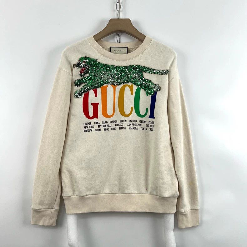 Gucci Gucci Beige cheetah sequin pattern color letter logo print Size XS / US 0-2 / IT 36-38 - 2 Thumbnail