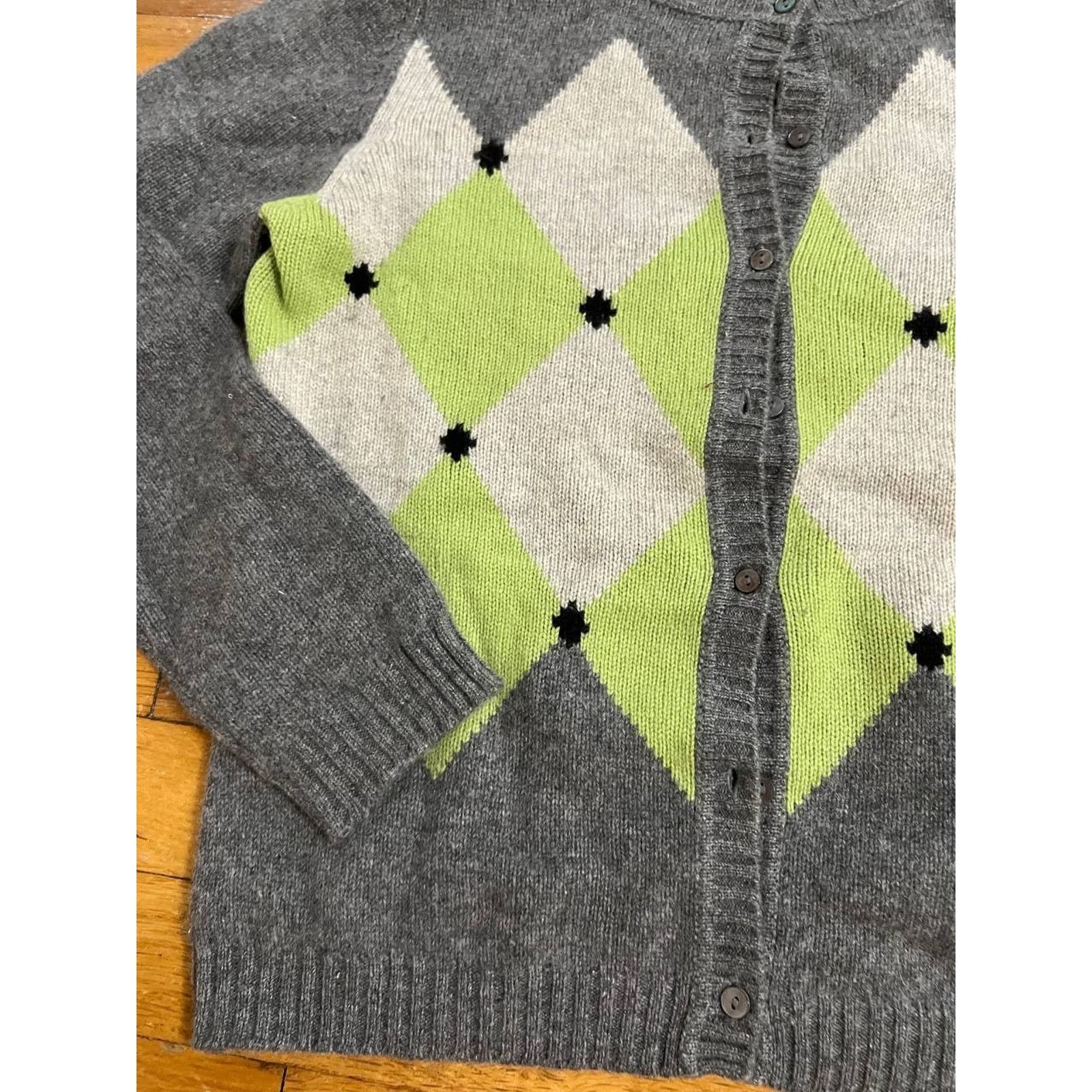 & Other Stories Puro Cachemire gray geometric green sweater M A001578 Size M / US 6-8 / IT 42-44 - 3 Thumbnail
