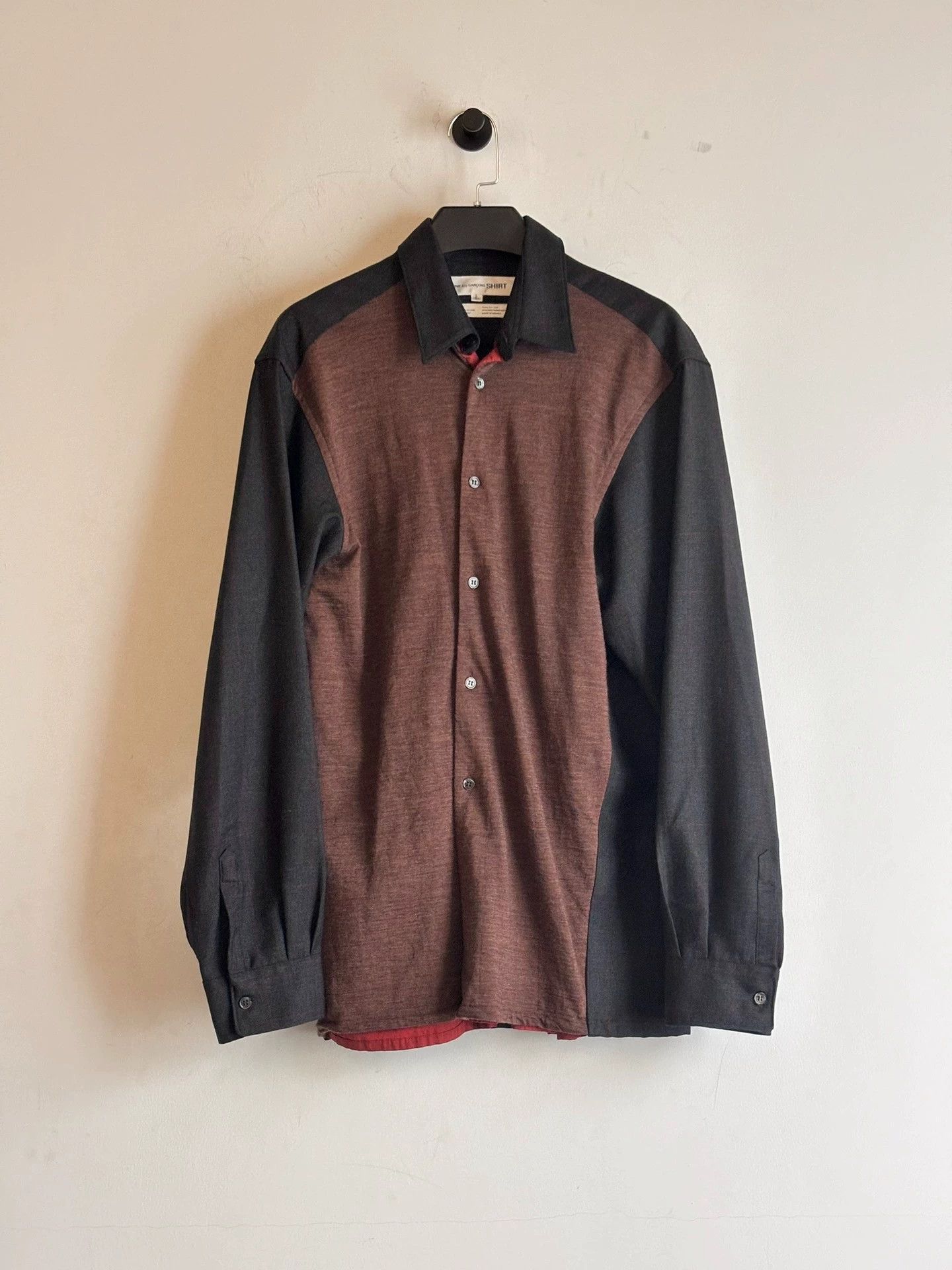 Comme des Garcons Comme Des Garcons SHIRT Wool Panel Orange Accent Shirt Size US L / EU 52-54 / 3 - 1 Thumbnail