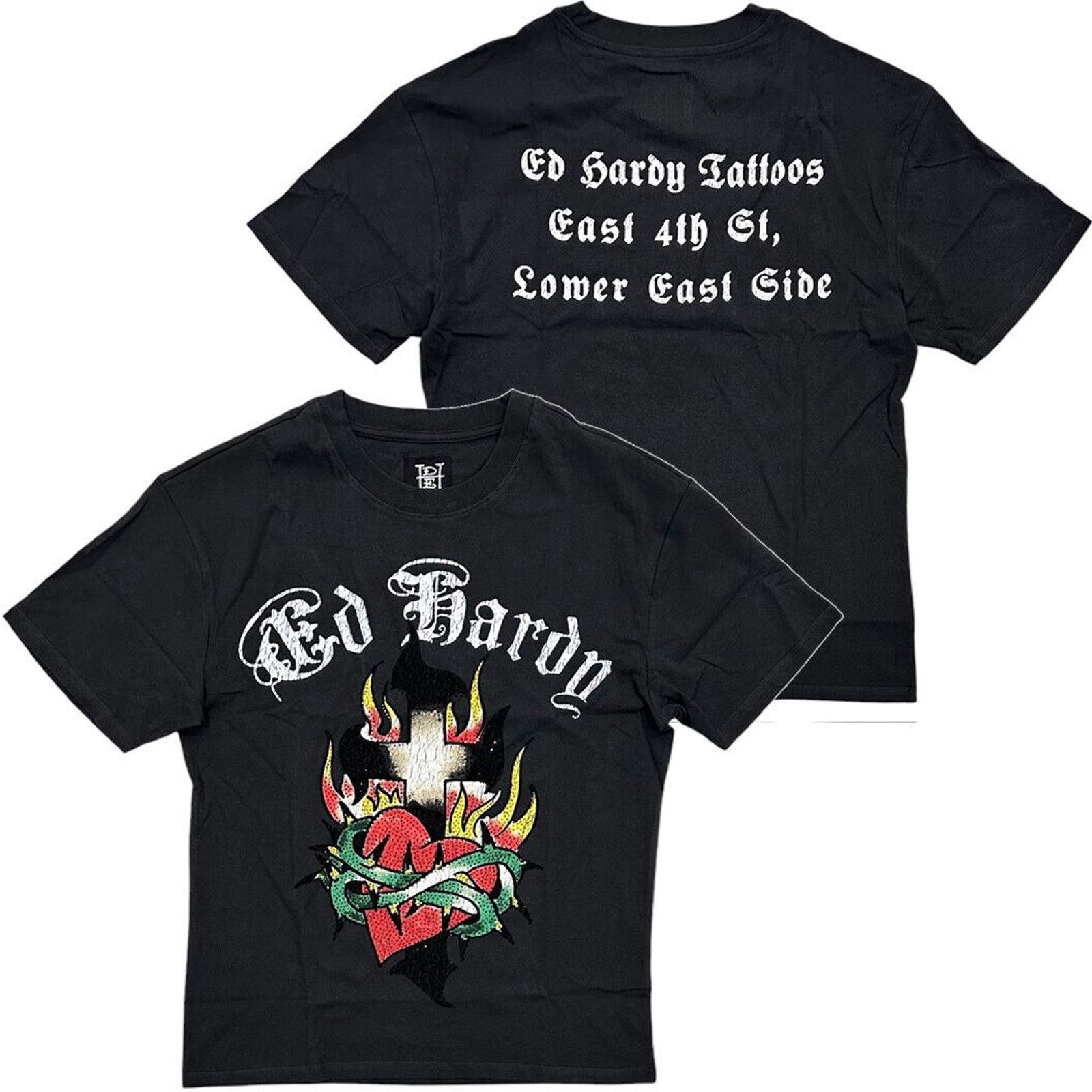 Ed Hardy Ed Hardy T-Shirt Cross Heart Rhinestone Boxy Relaxed Fit Size US M / EU 48-50 / 2 - 1 Thumbnail