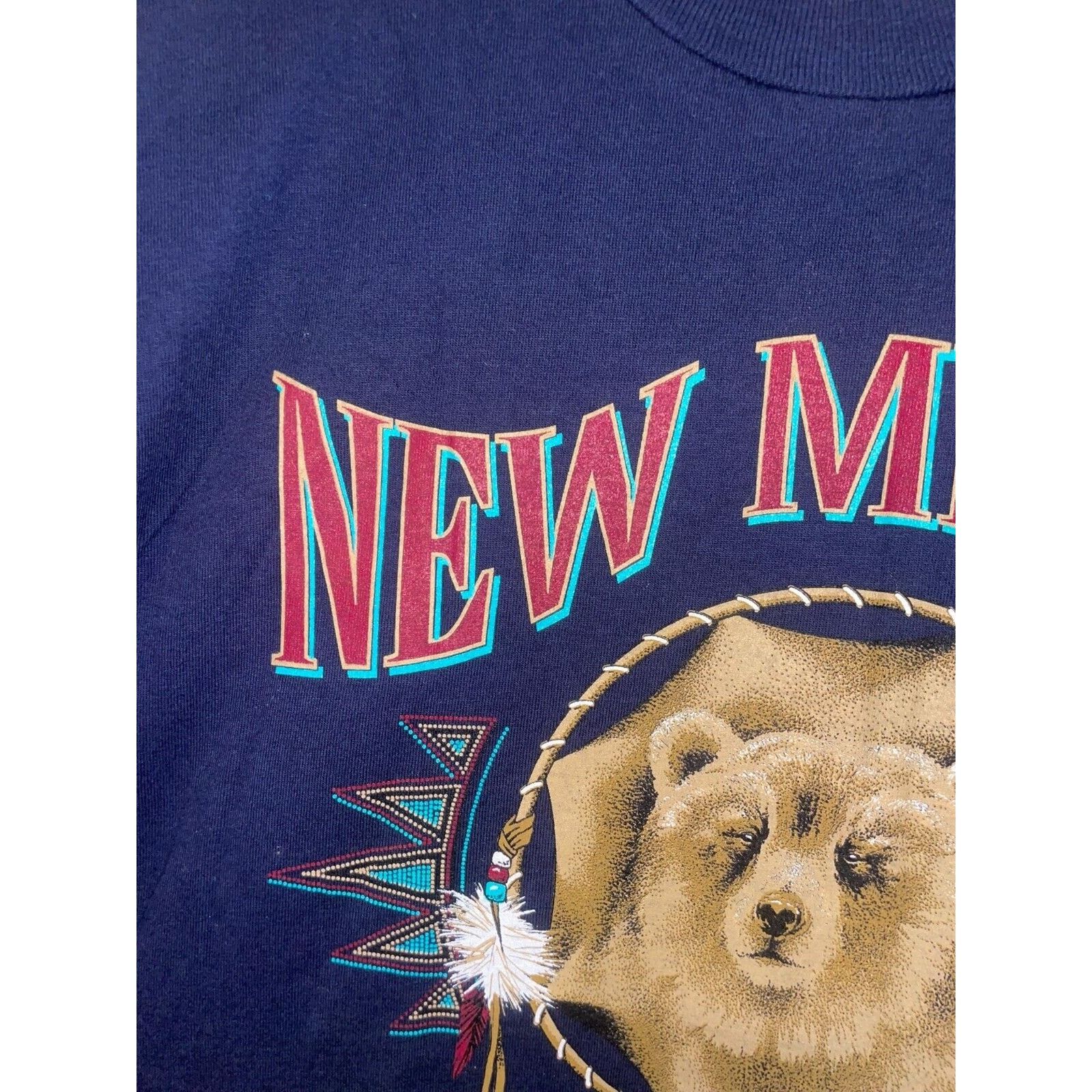Jerzees Vintage New Mexico Shirt Native Animal Bear VTG 90s Large Size US L / EU 52-54 / 3 - 3 Thumbnail