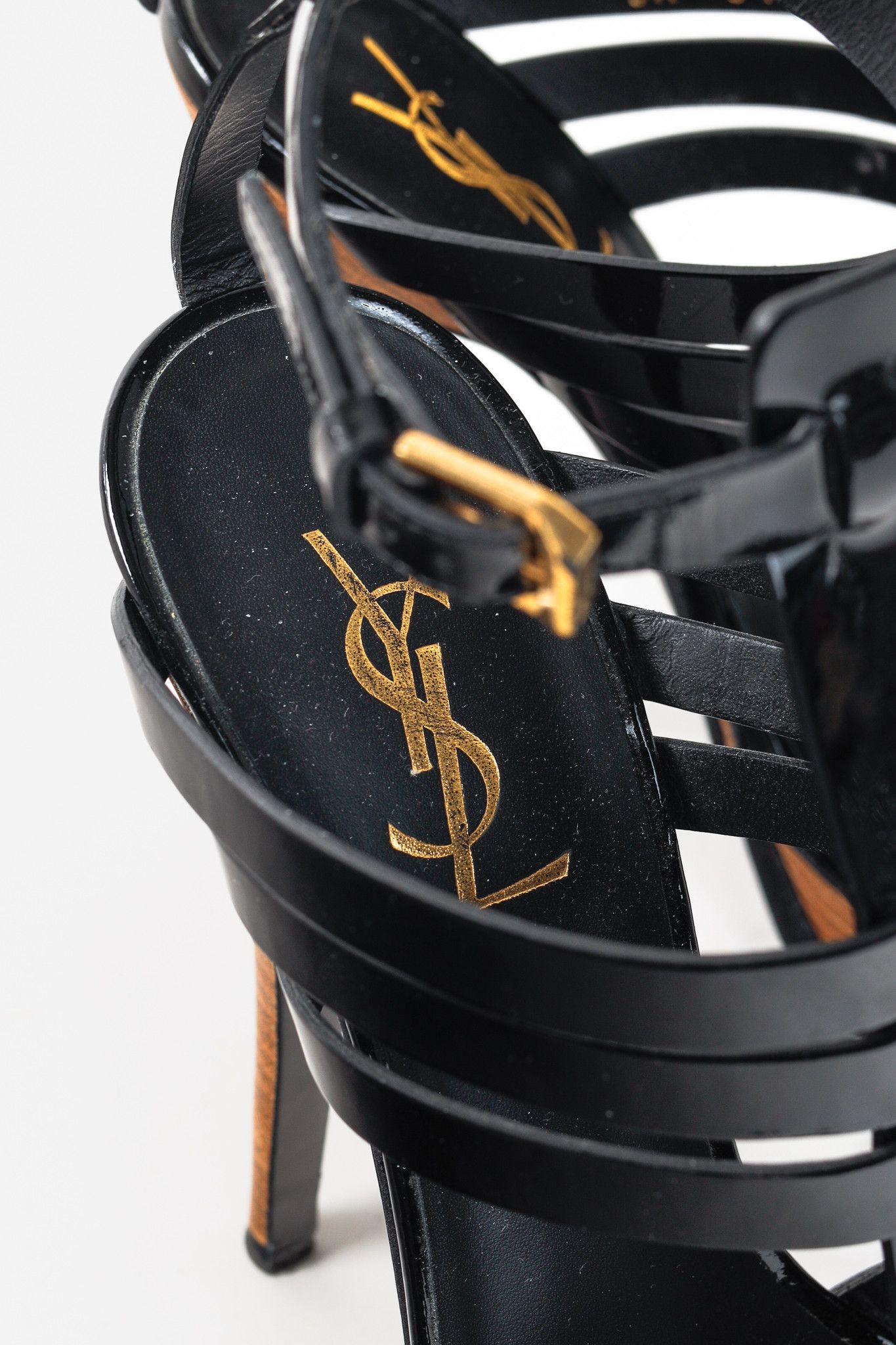Saint Laurent Paris Saint Laurent Tribute Black Patent Leather Platform Sandals Size US 6.5 / IT 36.5 - 10 Thumbnail