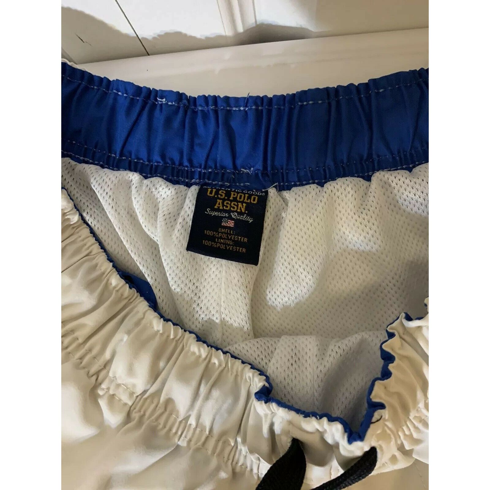 U.S. Polo Assn. U.S. Polo Assn Men's Sz L Swim Trunks Board Shorts White Blu Size US 35 - 2 Thumbnail