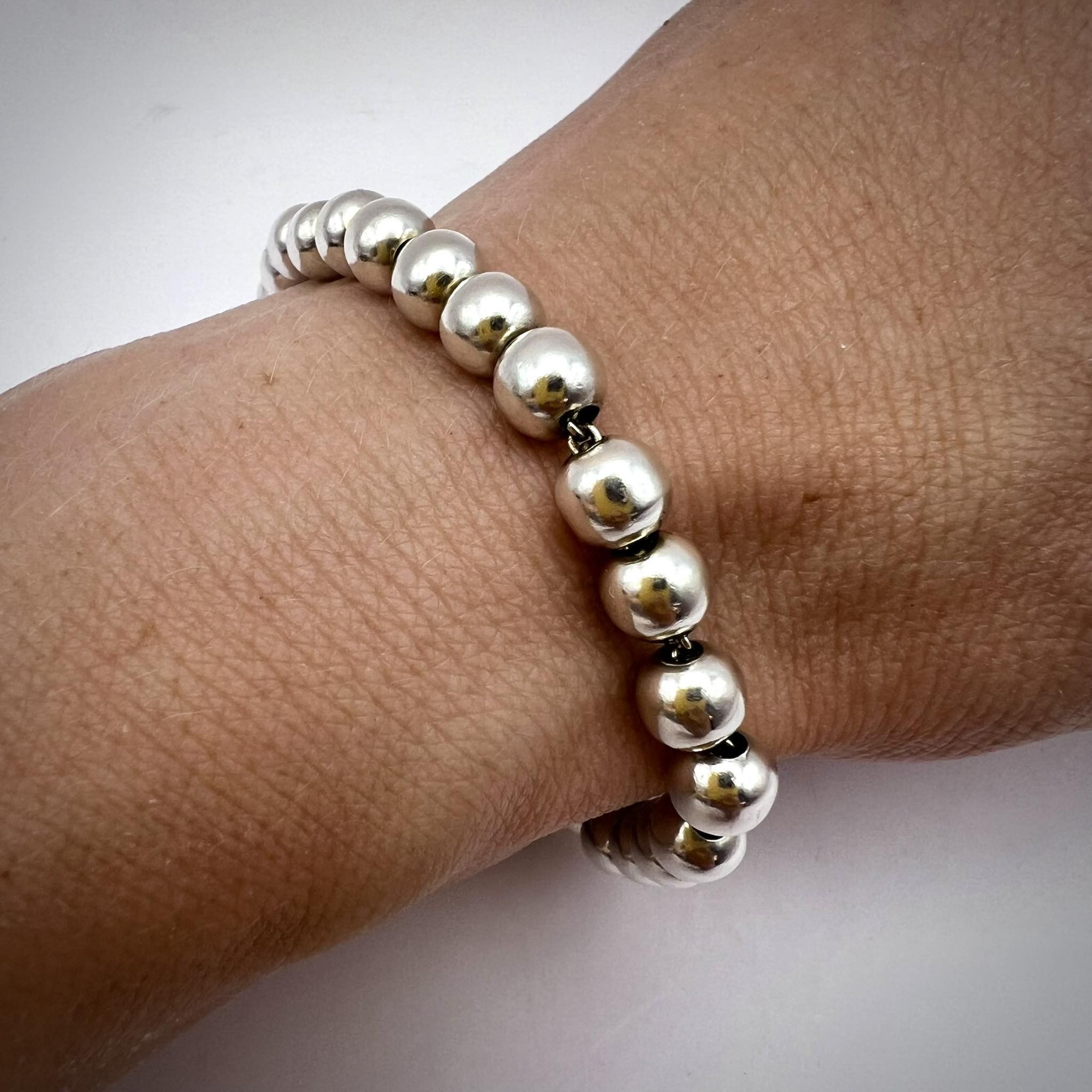 Vintage Fine Vintage Sterling Silver Beads Jewelry Bracelet 13.5 gr Size ONE SIZE - 1 Thumbnail