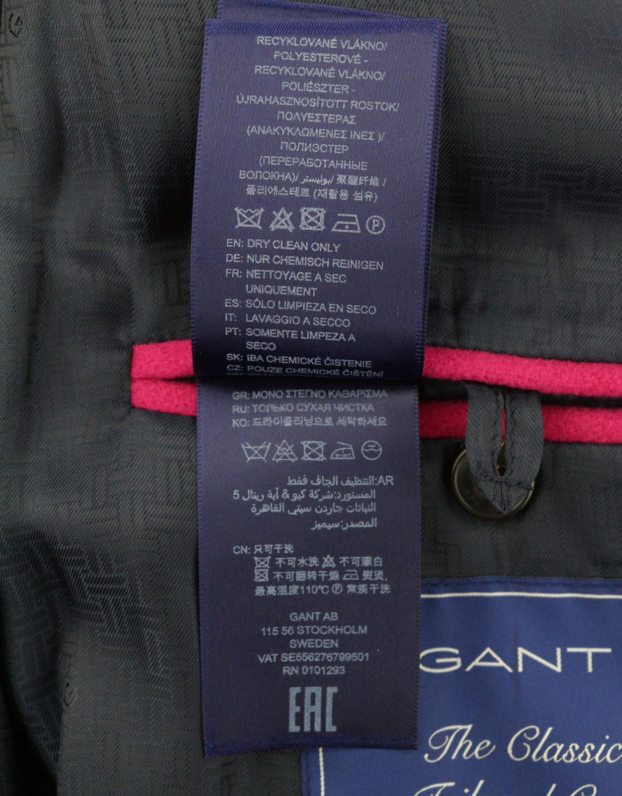 Gant CLASSIC TAILORED 2XL Love Potion Wool Cashmere Coat 87283 Size XXL / US 16-18 / IT 52-54 - 12 Thumbnail