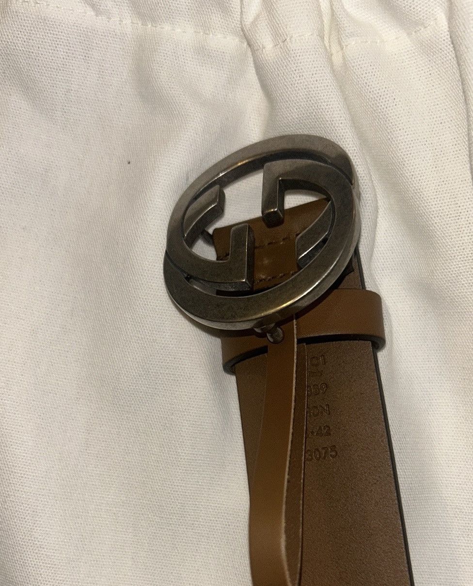 Gucci Gucci Interlocking G Signature Leather Belt 1.5 inch Width Size 42 - 2 Thumbnail