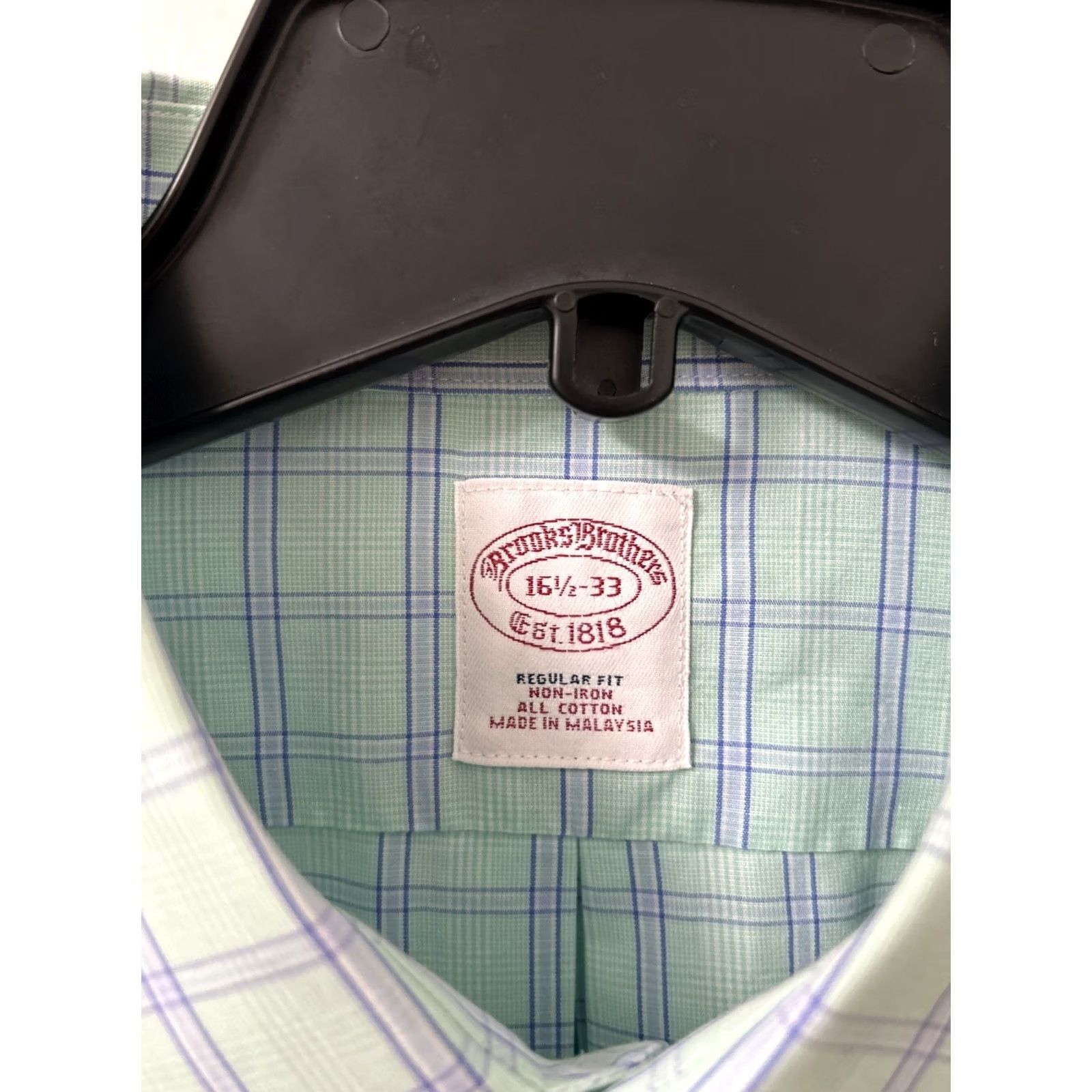 Brooks Brothers Brooks Brothers Shirt Mens 16.5 Green Plaid Non Iron All Cotton Button Up L/S Size US XL / EU 56 / 4 - 6 Thumbnail