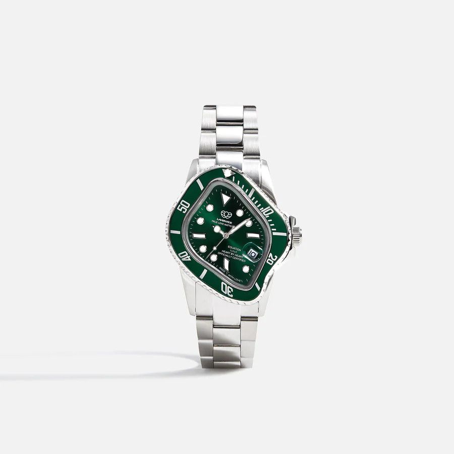 Laarvee Size:OS/ Silver Precision Steel Watch Green Bezel/Green Dial |  Grailed