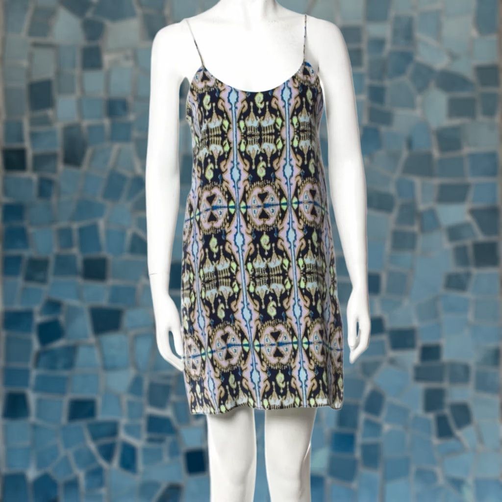 Tibi Tibi Slip Mini Dress 100% Silk Watercolor Blue Purple Green Women's Size 2 Dress Size XS / US 0-2 / IT 36-38 - 1 Thumbnail