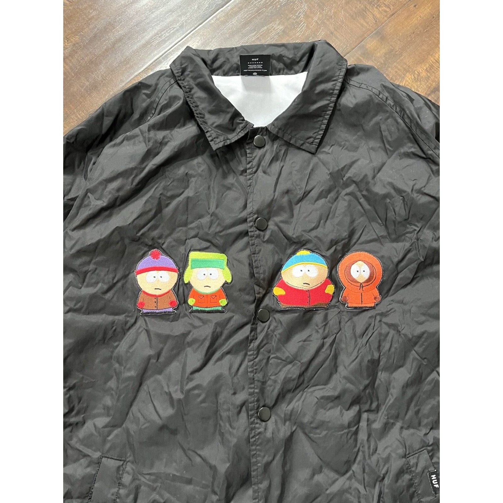 Huf VINTAGE HUF Windbreaker Jacket Mens XL Black South Park Cartman Kenny Stan Kyle Comedy Central Cartoon Size US XL / EU 56 / 4 - 2 Thumbnail