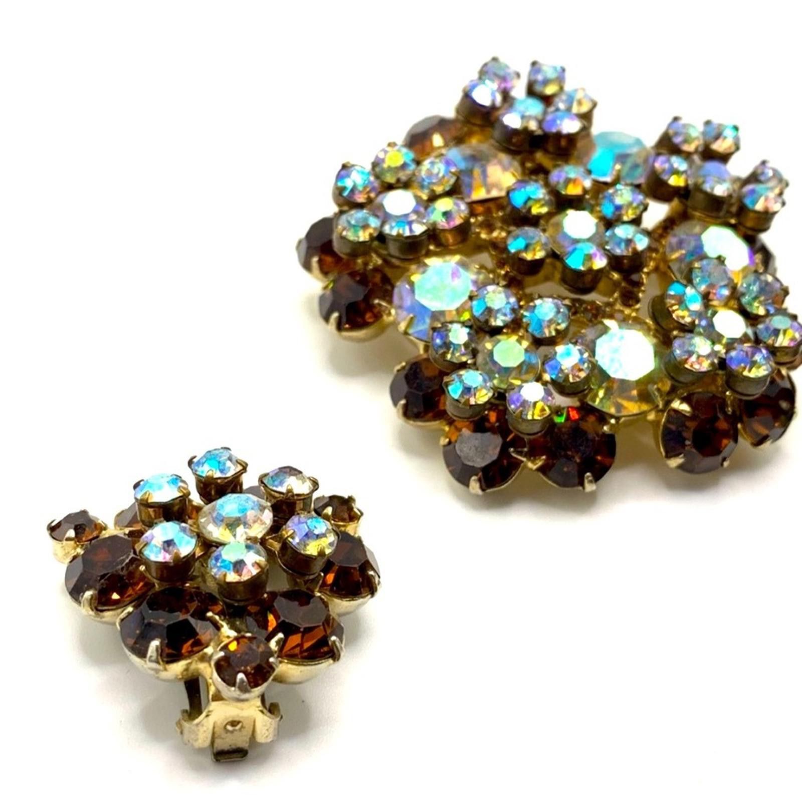 Vintage Verified 60's JULIANA D&E Set Floral Brooch Clip On Earrings Size ONE SIZE - 3 Thumbnail