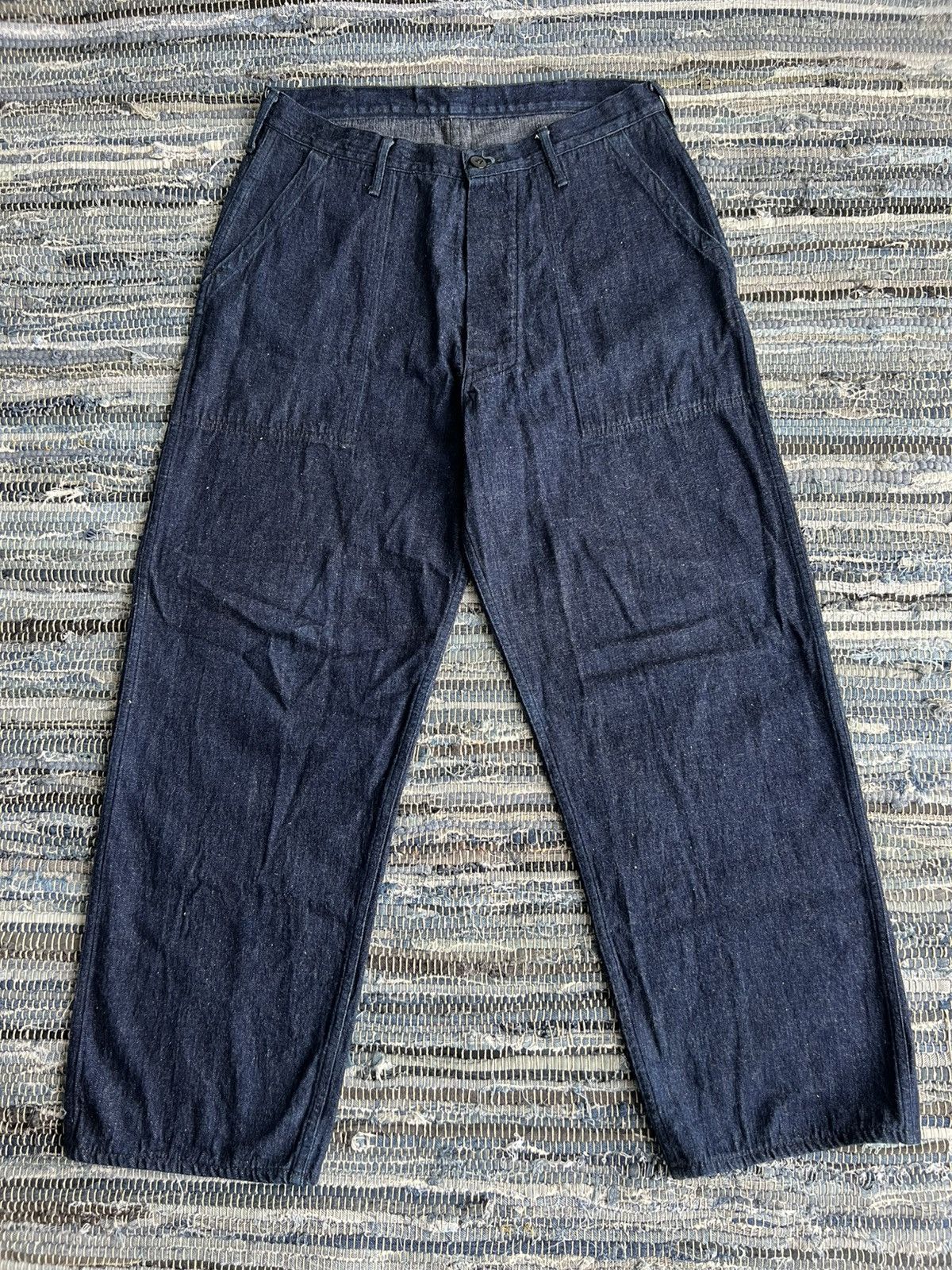 Momotaro Jeans Vintage USN Fatigue Indigo Selvaged Denim Baker Pants Jeans Size US 33 - 1 Thumbnail