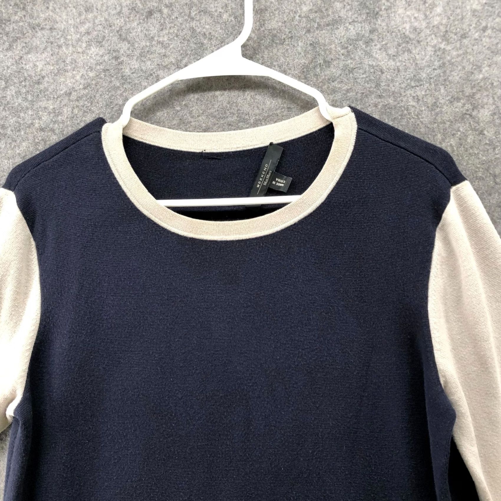 Vintage Weekend Max Mara Tunic Sweater Womens S Navy Blue Ivory Crewneck Pullover_S Size S / US 4 / IT 40 - 3 Thumbnail