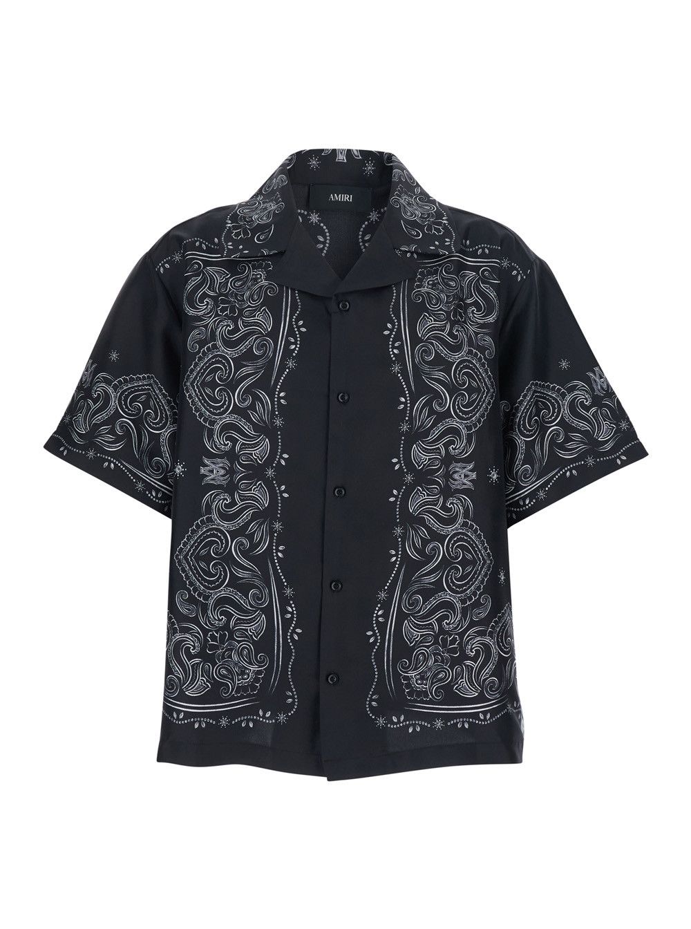 Amiri Black Shirt with Cuban Collar and All-Over Bandana Print in Silk Man Size US M / EU 48-50 / 2 - 1 Thumbnail