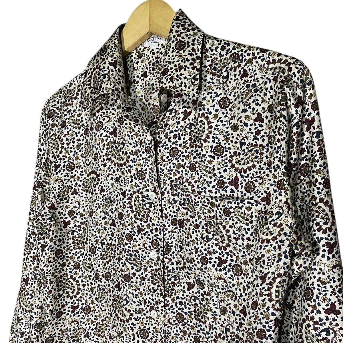 Celine × Designer Celine Paisley Bottom Up Silk Shirt Size XS / US 0-2 / IT 36-38 - 6 Thumbnail