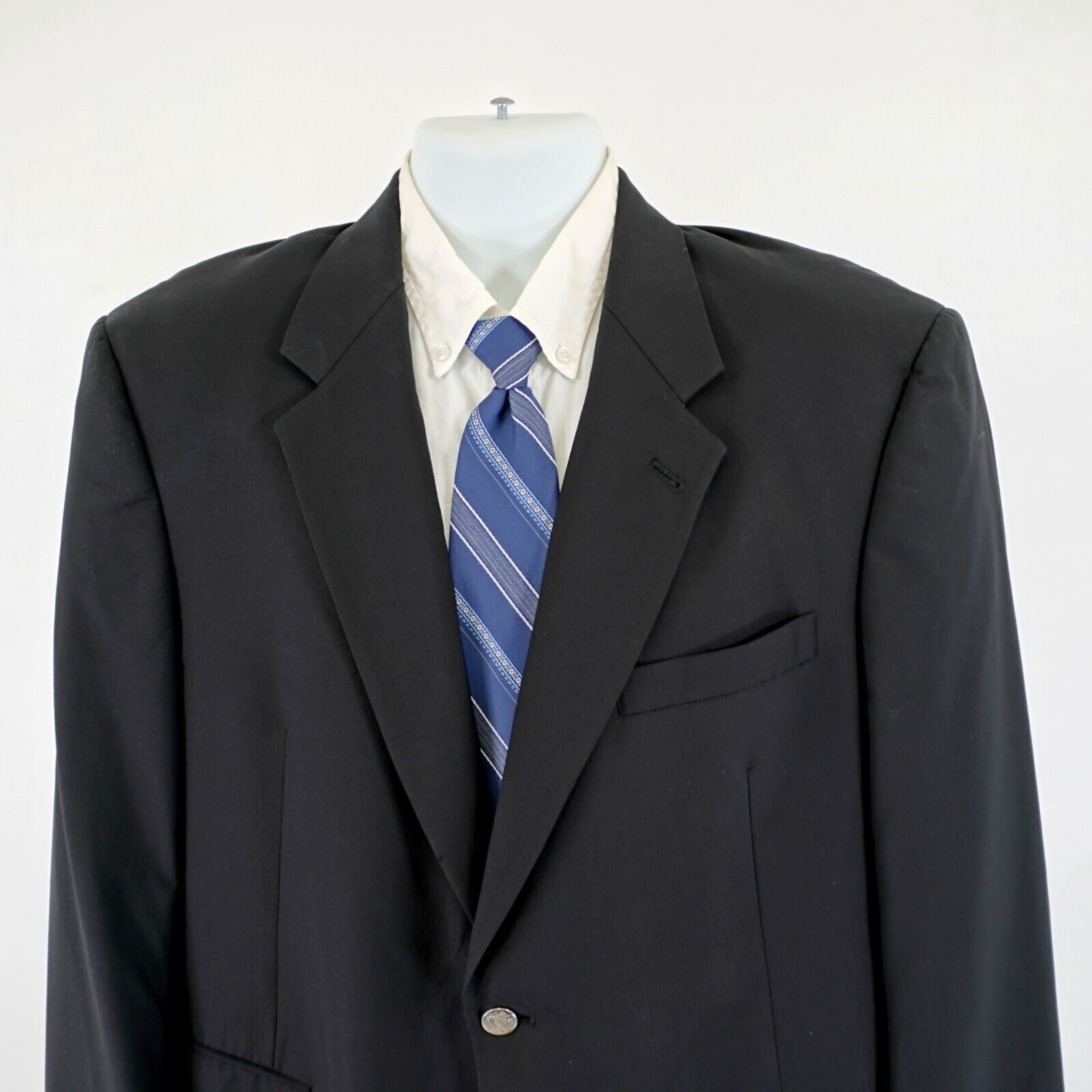 Hart Schaffner Marx DAMAGED Hart Schaffner Marx Black Wool 44R Blazer 2 Silver B Size 44R - 1 Thumbnail