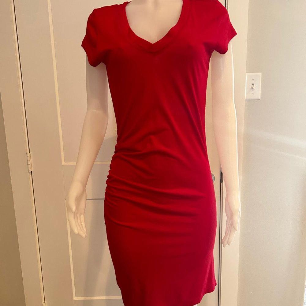 Designer Black Halo Asymmetrical Ruched T-shirt Dress Size M / US 6-8 / IT 42-44 - 1 Thumbnail