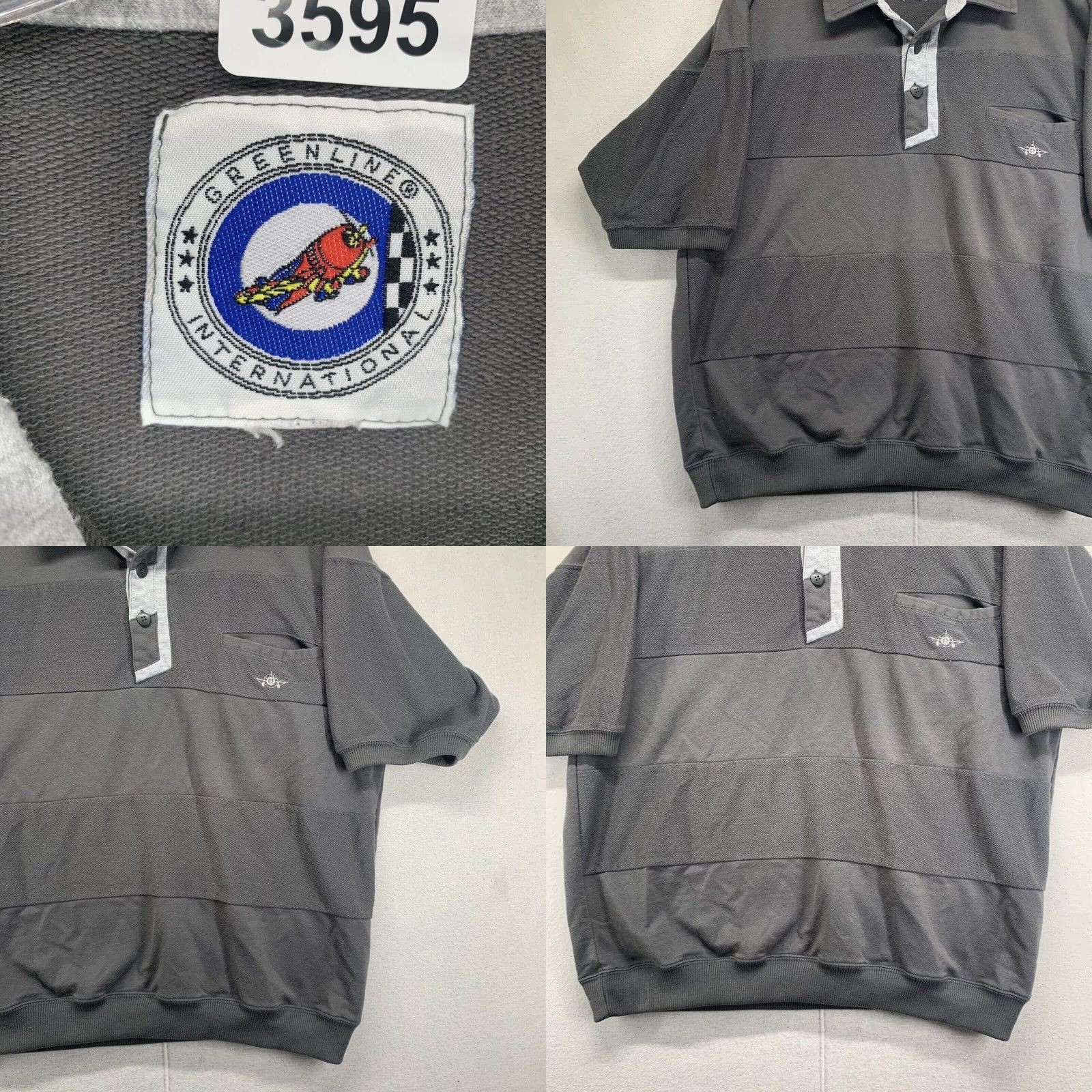 Vintage VINTAGE Greenline International Embroidered Airplane Logo Polo Shirt Gray Cotton Mens Large Size US L / EU 52-54 / 3 - 8 Thumbnail