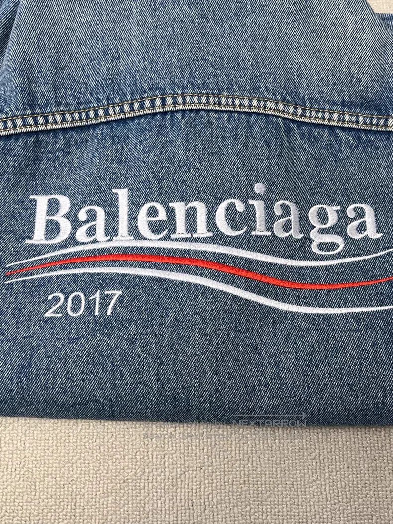 Balenciaga Balenciaga Distressed Collar Coke Denim Jacket Size US S / EU 44-46 / 1 - 3 Thumbnail
